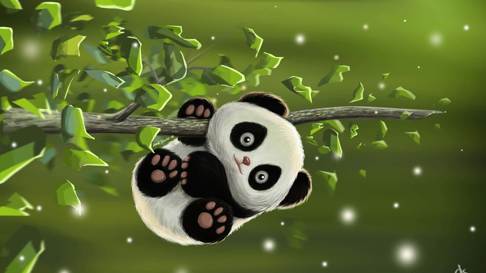 HD Amoled, 1920 x 1080, cartoon panda, Full HD Desktop Wallpaper