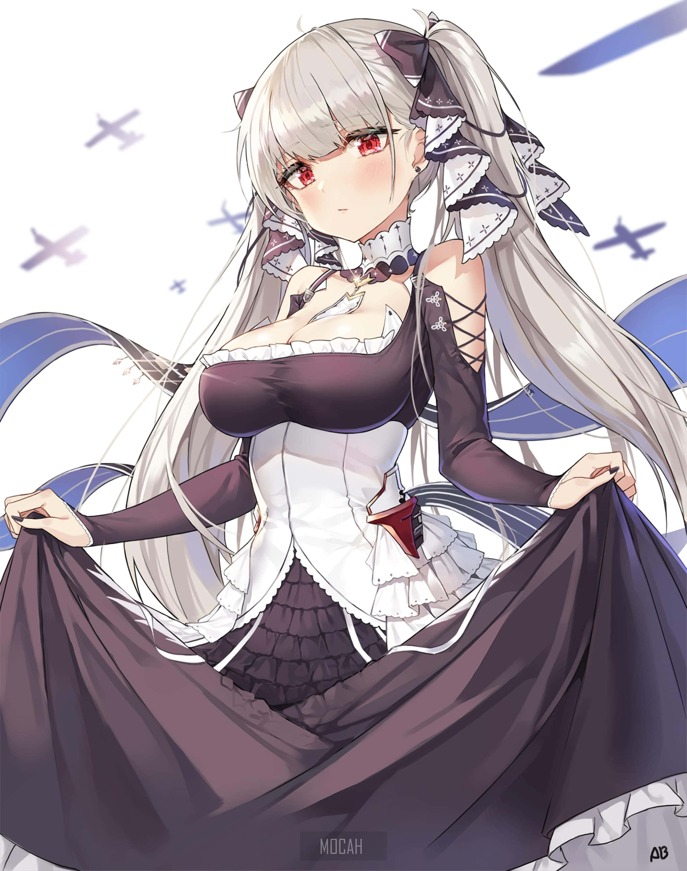 silver hair, red eyes, cat ears, 2K Phone Wallpaper