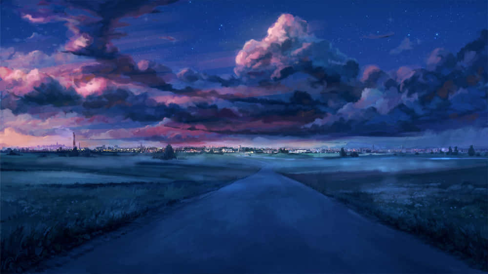 cool anime blue, blue sky, twilight sky, SD Desktop Wallpaper