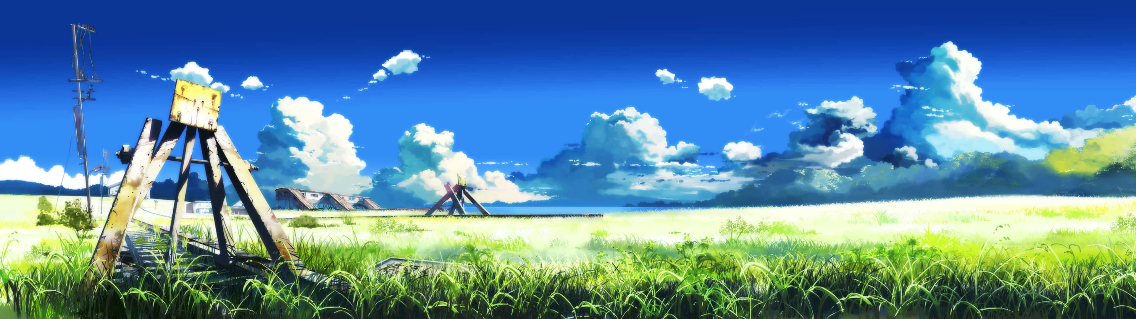 3840 x 1080, anime, camp ground, 4K Desktop Wallpaper