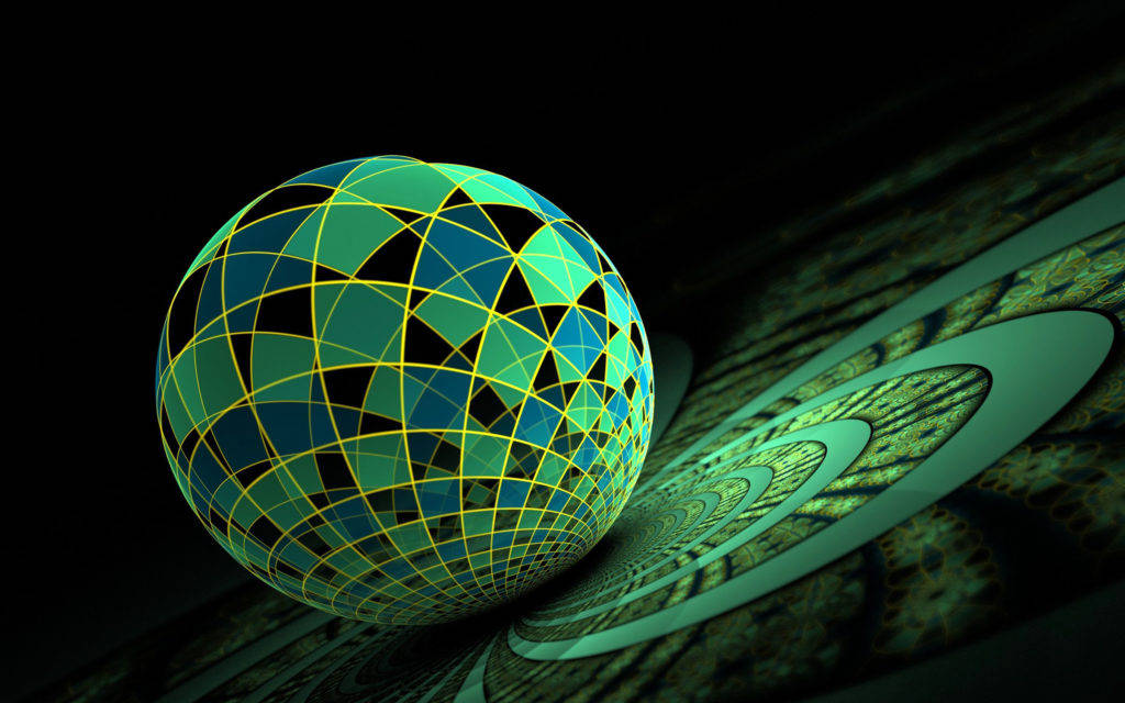 HD Art, green sphere, yellow grid lines, SD Desktop Wallpaper