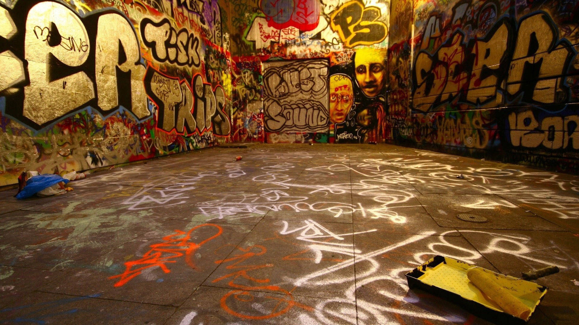 HD Art, graffiti, vibrant tags, Full HD Desktop Wallpaper