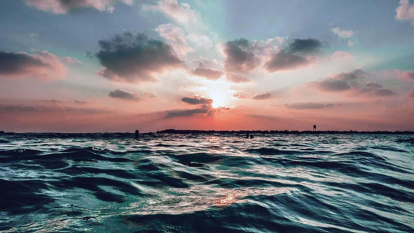 Sunset, ocean, clouds, HD Desktop Wallpaper