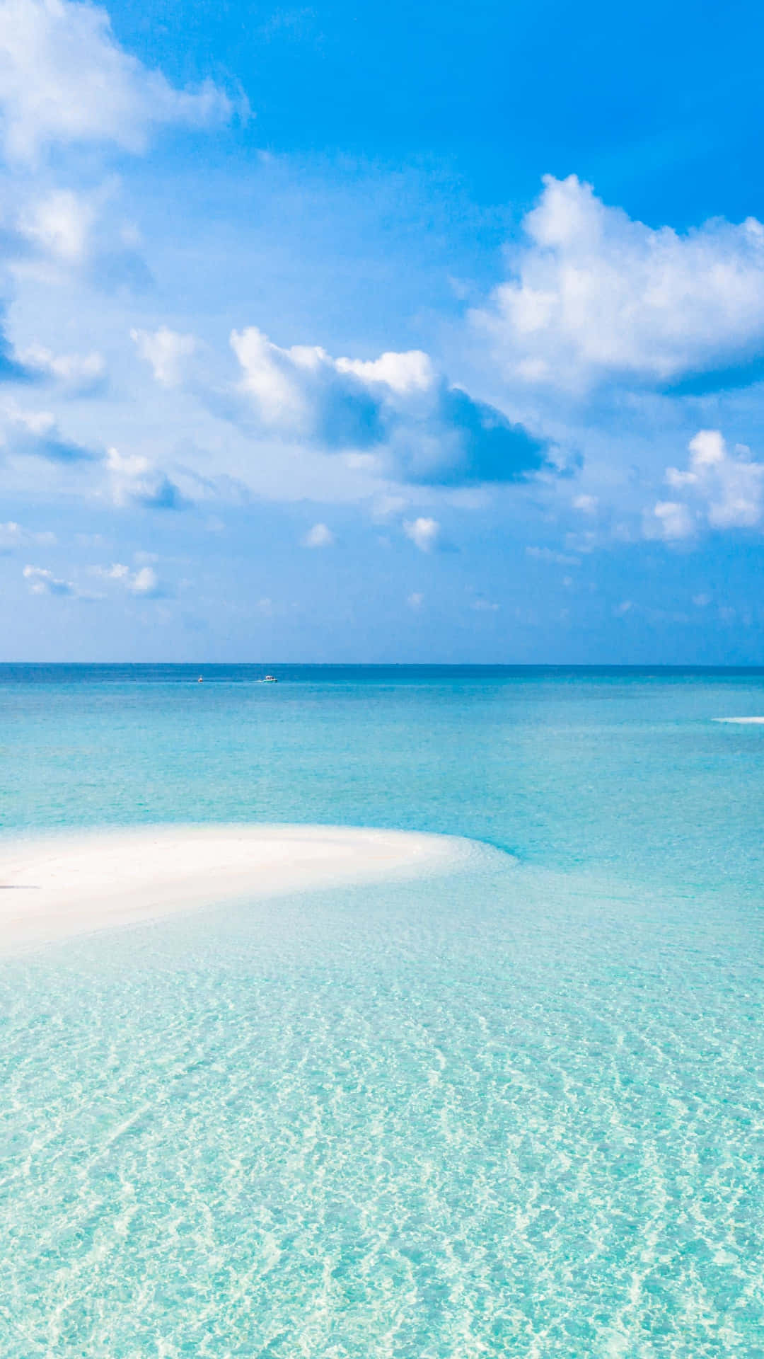 white sand, crystal clear turquoise water, bright blue sky, Full HD Phone Wallpaper