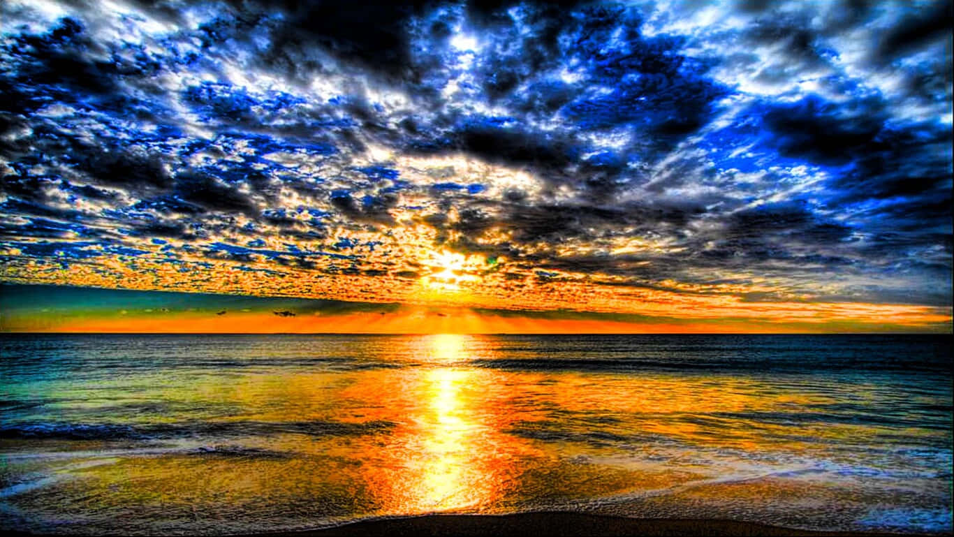 HD Beach, sunset, ocean, HD Desktop Wallpaper