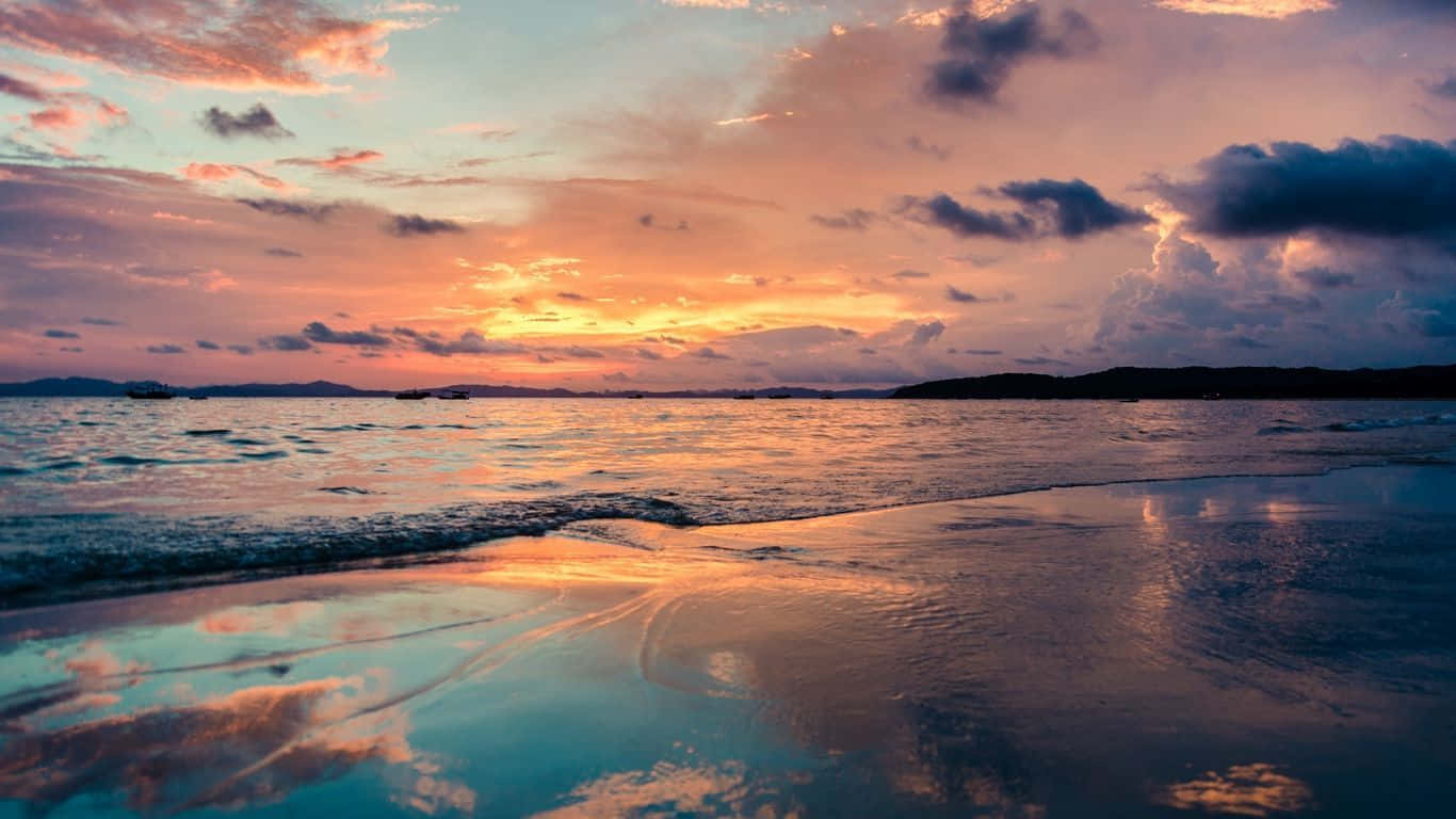 HD Beach, sunset, tranquil beach, HD Desktop Wallpaper