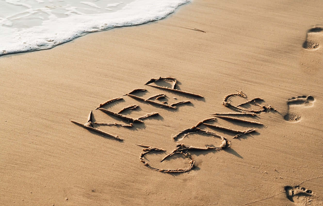 KEEP GOING, wet sand, retreating ocean waves, HD Desktop Wallpaper