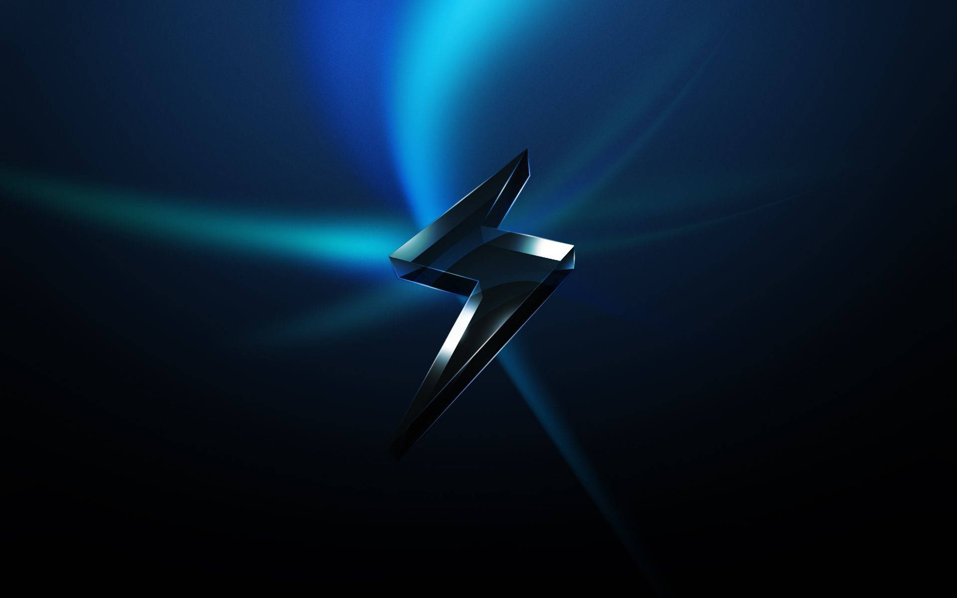 Black Thunder Logo, metallic lightning bolt, electric blue light, Full HD Desktop Wallpaper