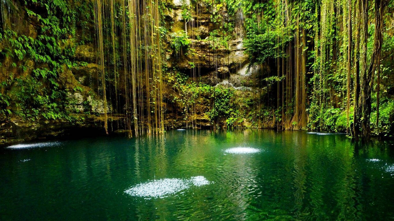 Hidden Pond, emerald pool, lush jungle, HD Desktop Wallpaper