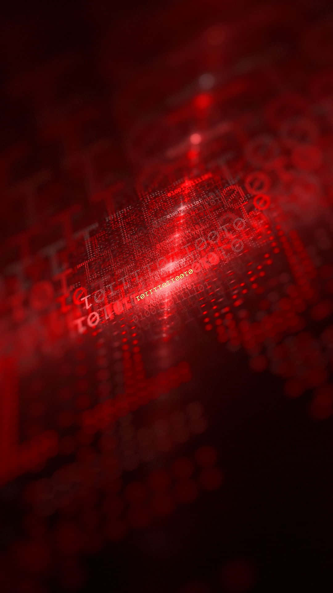 matrix code, red background, glowing red digital data stream, Full HD Phone Wallpaper