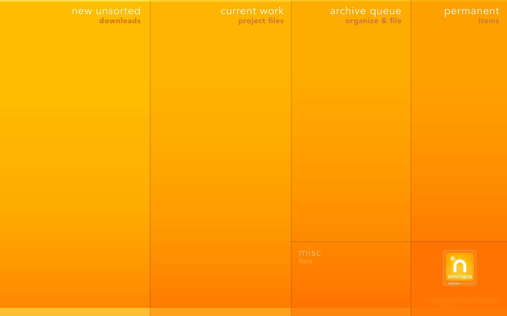 Productive, Minimalist orange gradient desktop, labeled folders, HD Desktop Wallpaper