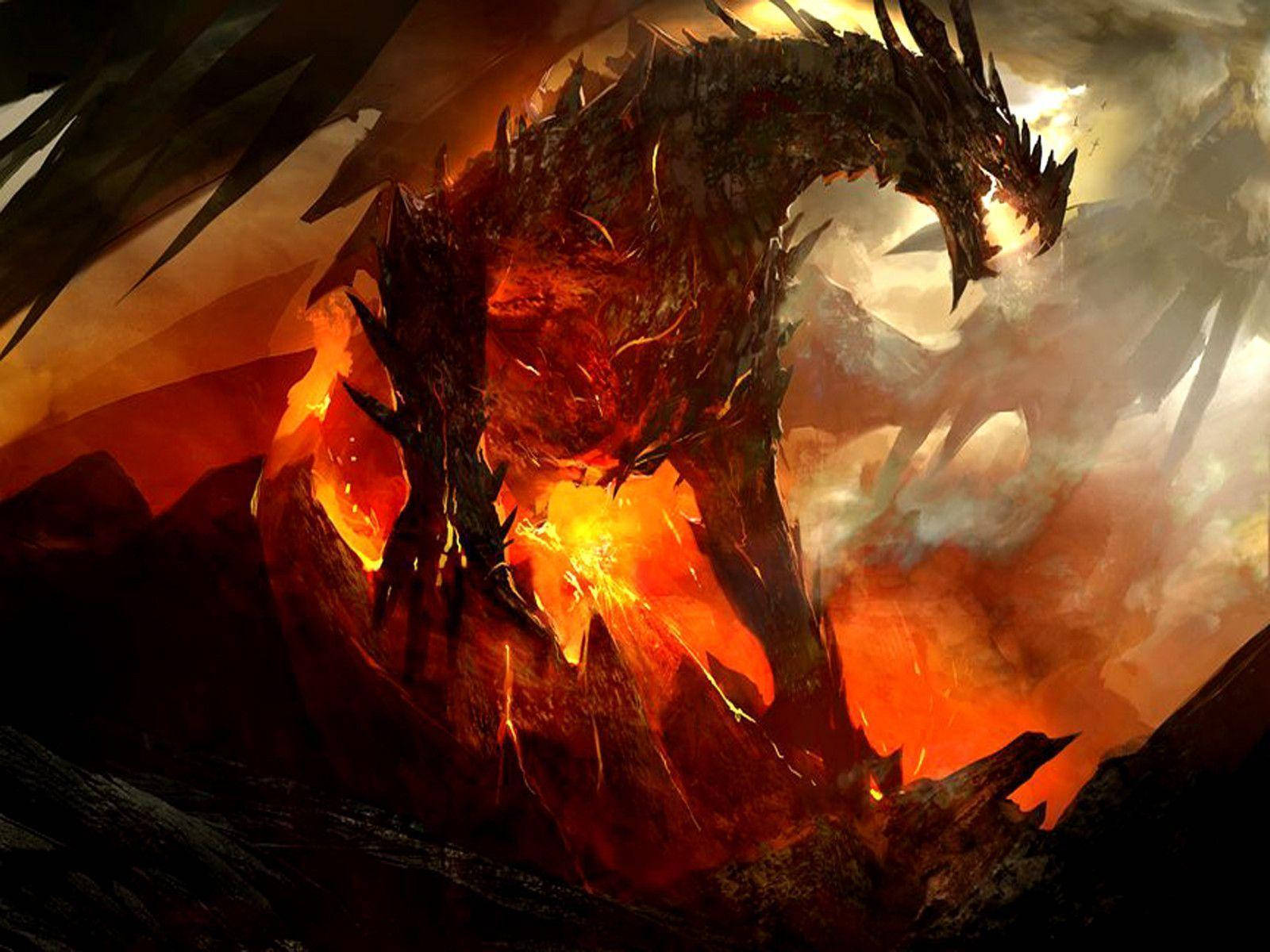 HD Dragon, fiery dragon, glowing eyes, HD Desktop Wallpaper
