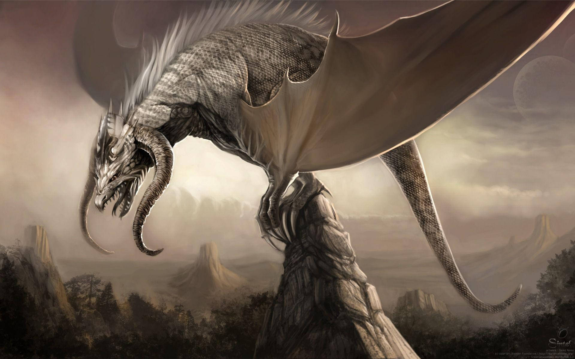 HD Dragon, brown dragon, scaled wings, Full HD Desktop Wallpaper