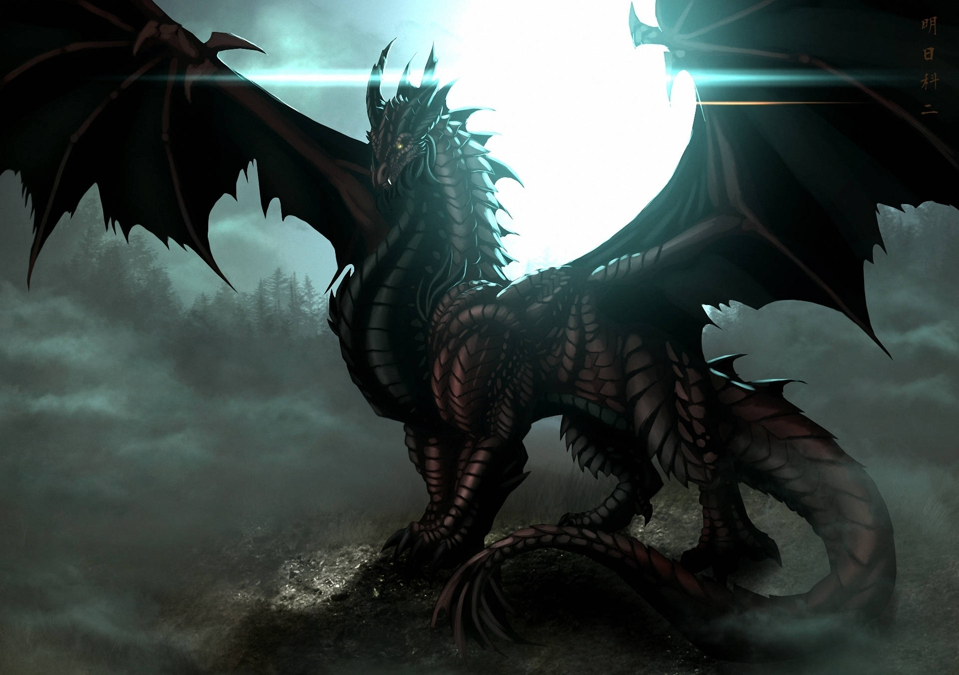 HD Dragon, cool black, spiked wings, Full HD Desktop Wallpaper