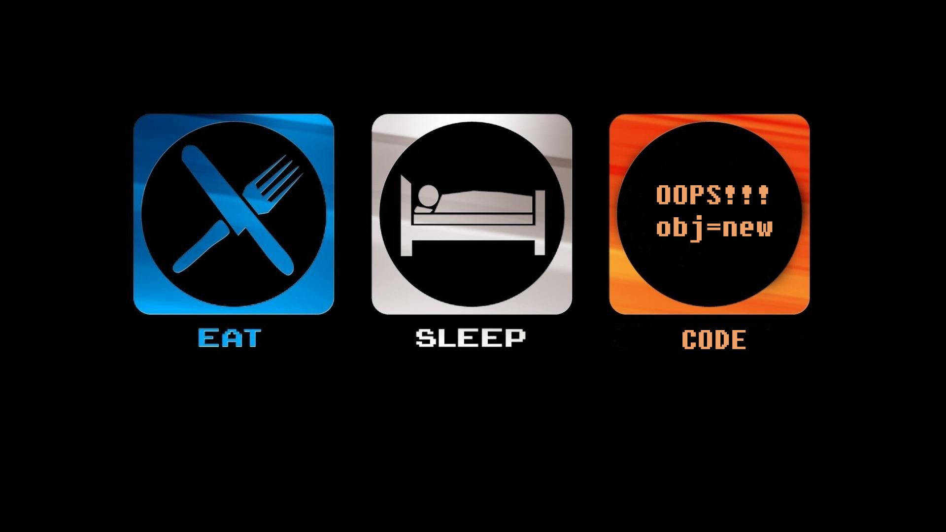 HD Engineering, eat sleep code, glowing app icons, Full HD Desktop Wallpaper