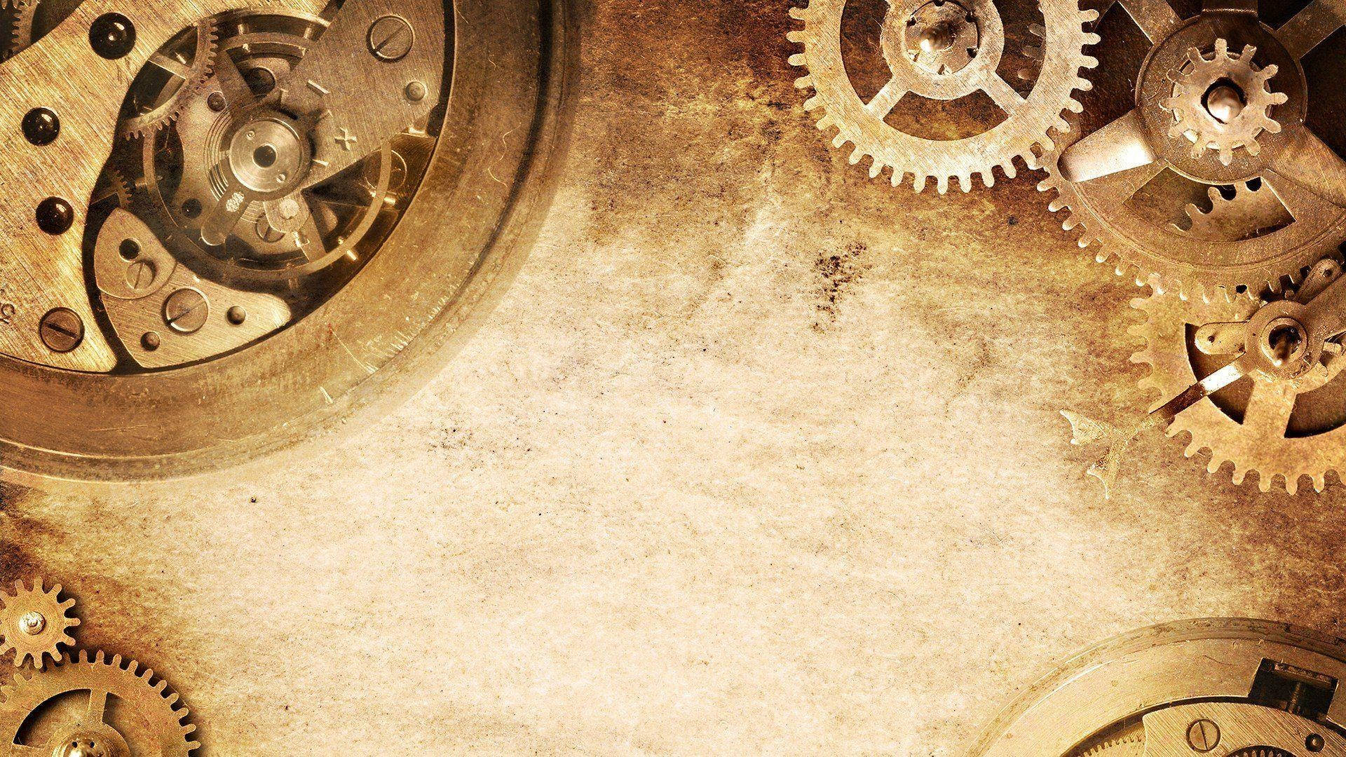 HD Engineering, brass gears, clockwork mechanisms, Full HD Desktop Wallpaper
