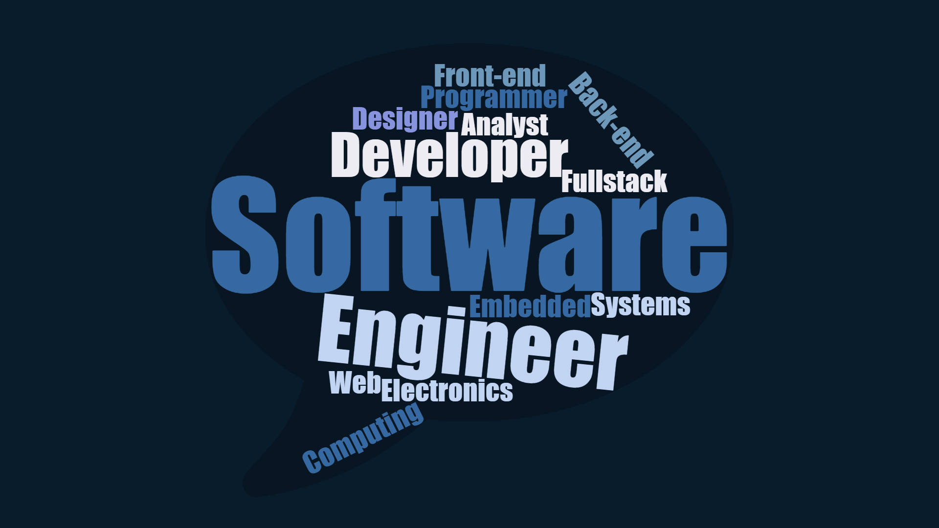 HD Engineering, dark blue speech bubble, white and light blue tech job titles, Full HD Desktop Wallpaper
