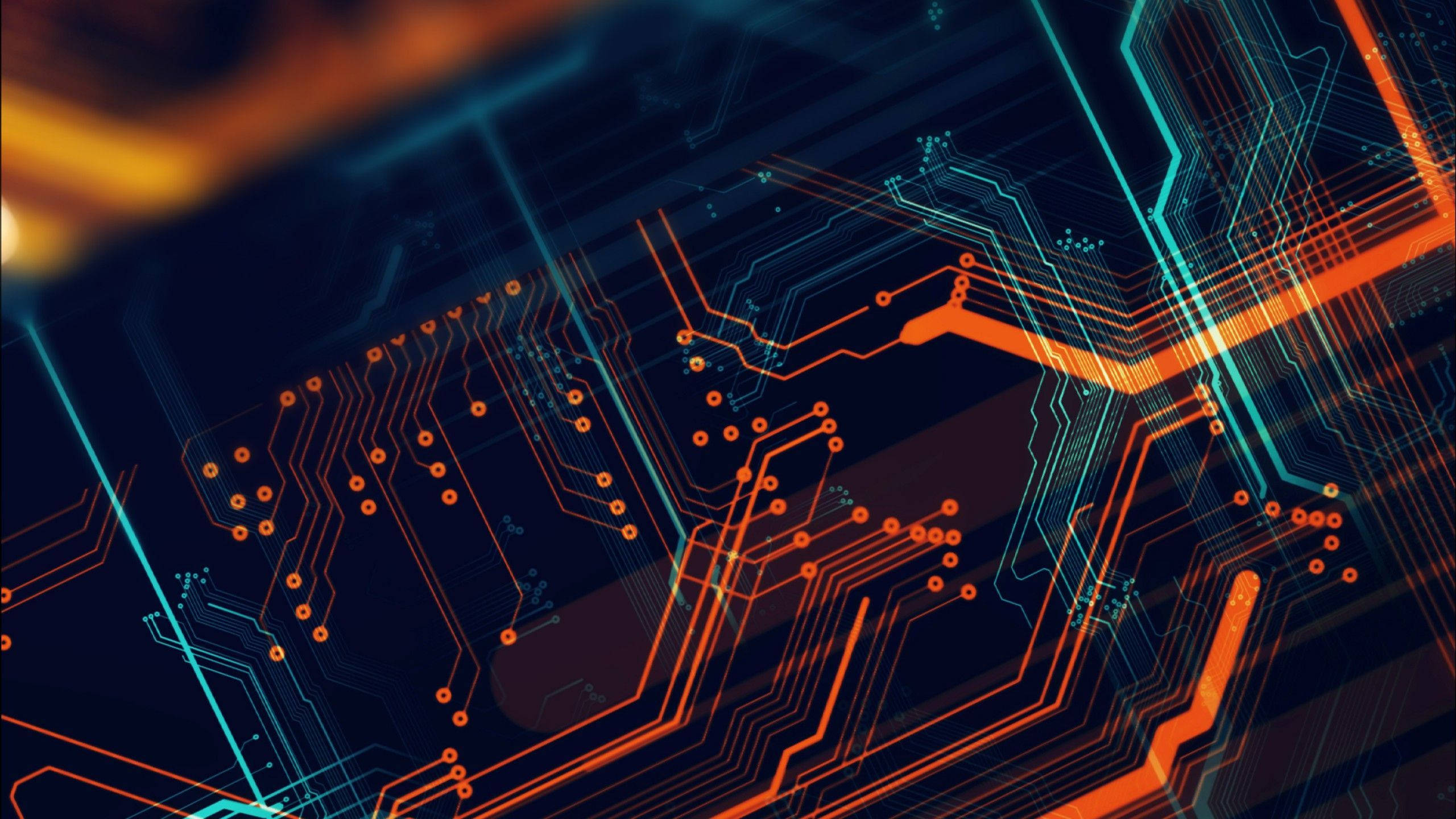 HD Engineering, orange, cyan, 2K Desktop Wallpaper