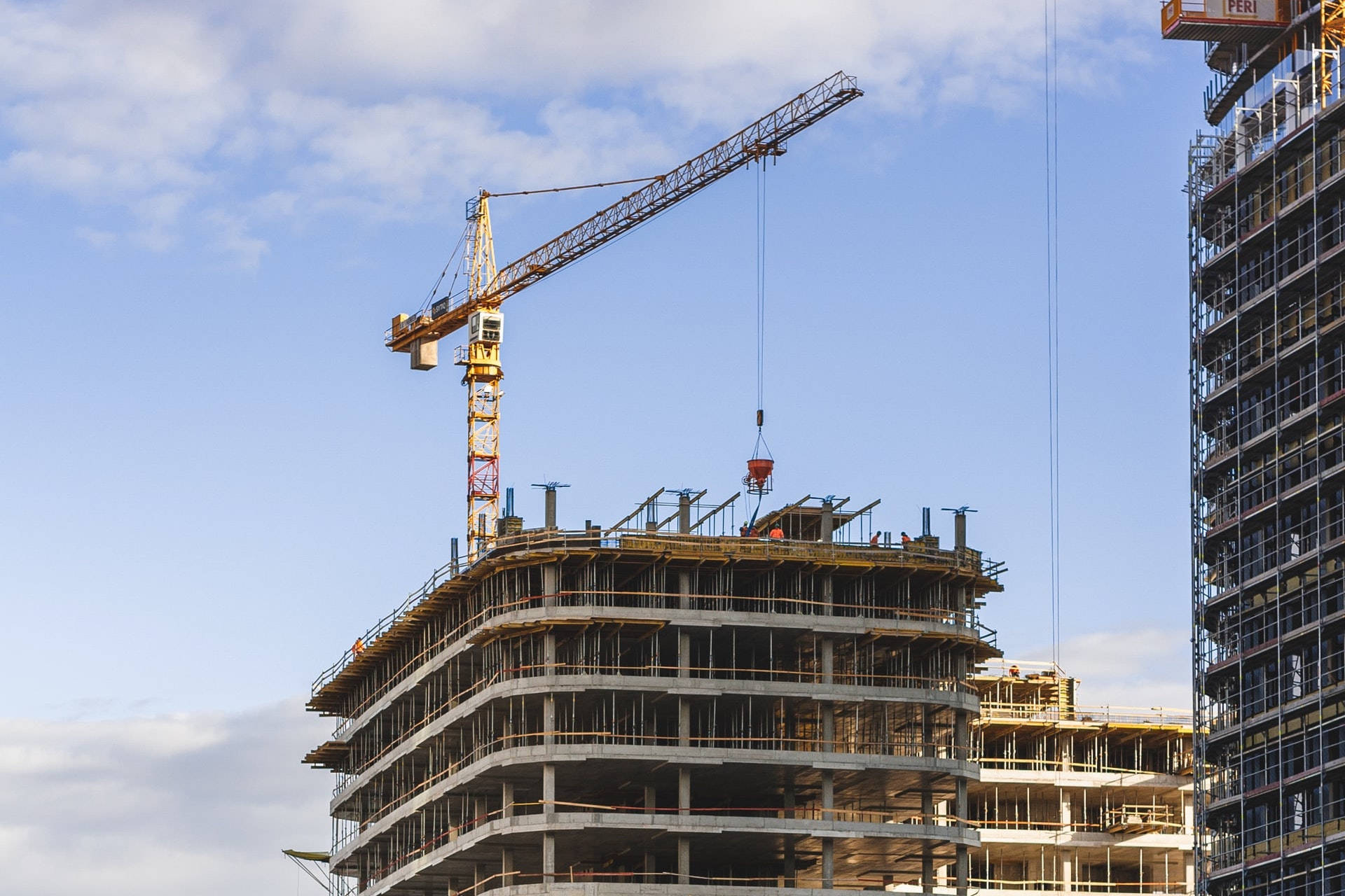 HD Engineering, construction tower crane, yellow crane, Full HD Desktop Wallpaper