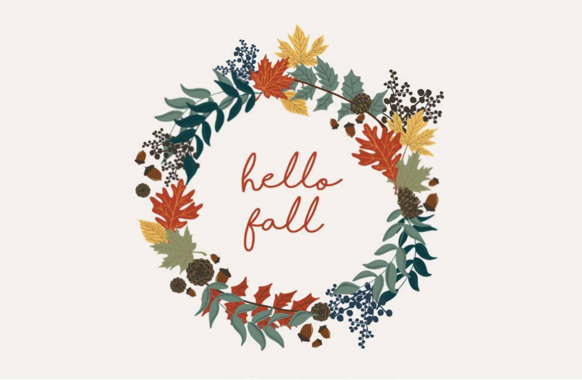 fall aesthetic desktop, autumn wreath, red yellow and green leaves, Full HD Desktop Wallpaper