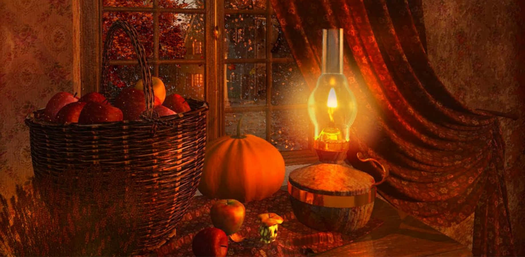 cozy fall desktop, autumn still life, pumpkins, HD Desktop Wallpaper