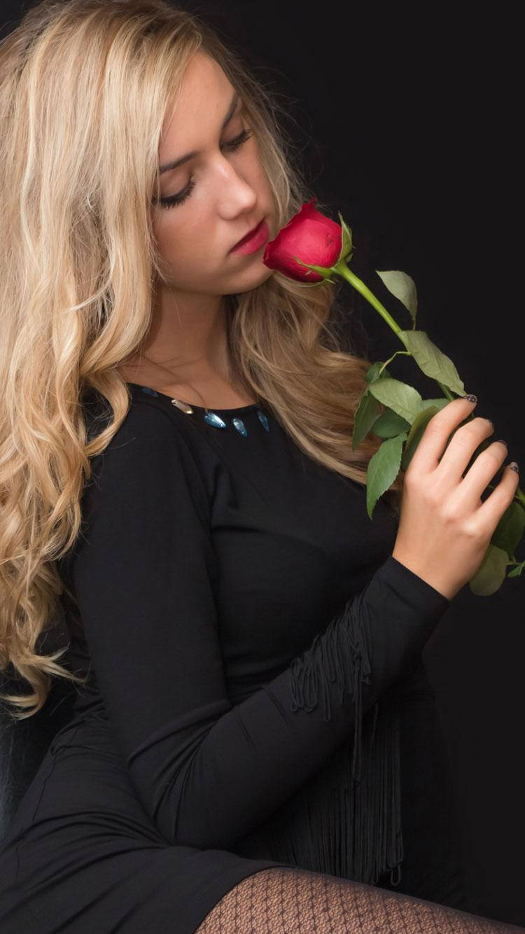 HD Girl, blonde woman, black dress, HD Phone Wallpaper