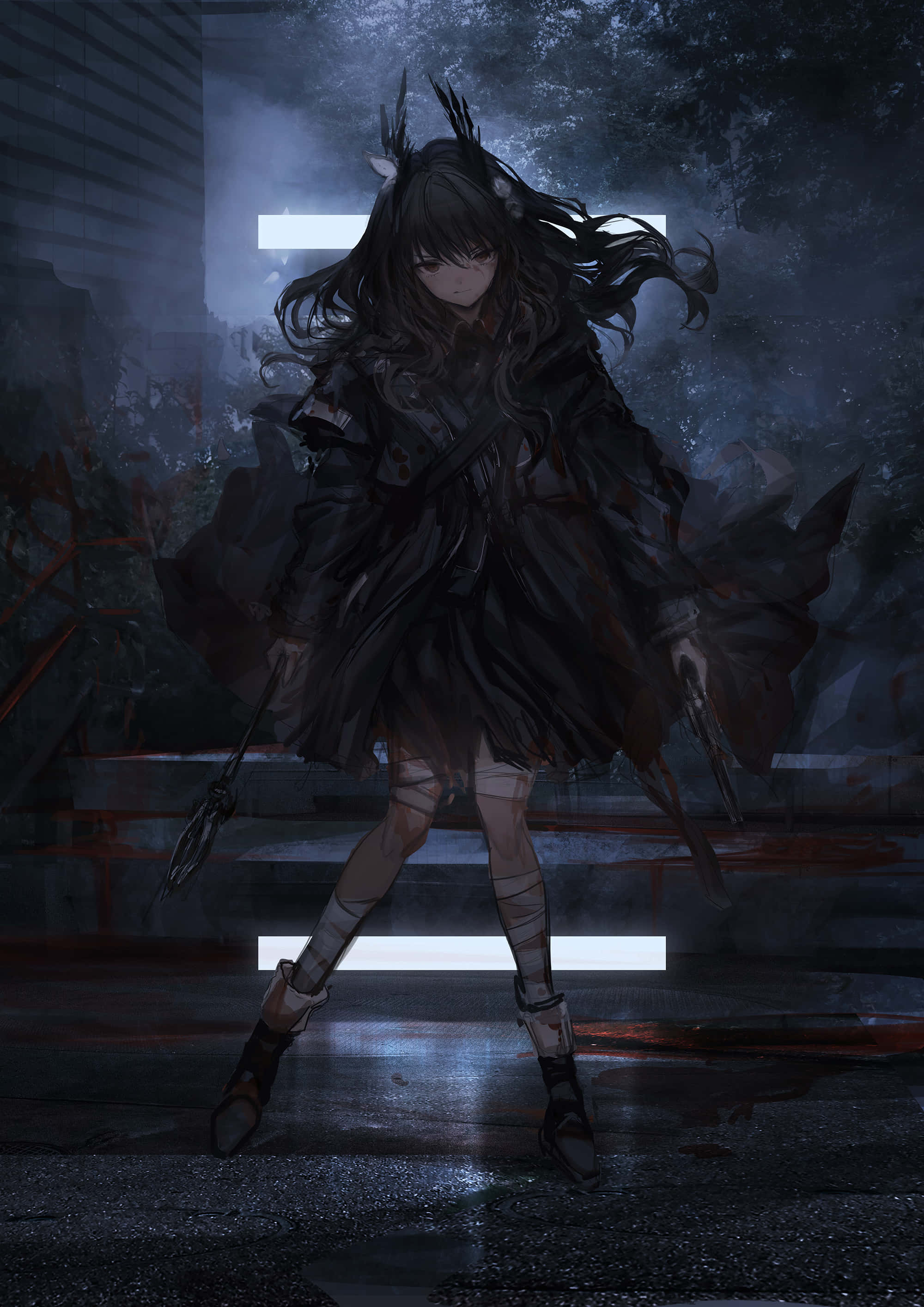 HD Gothic, anime girl, black coat, 2K Phone Wallpaper