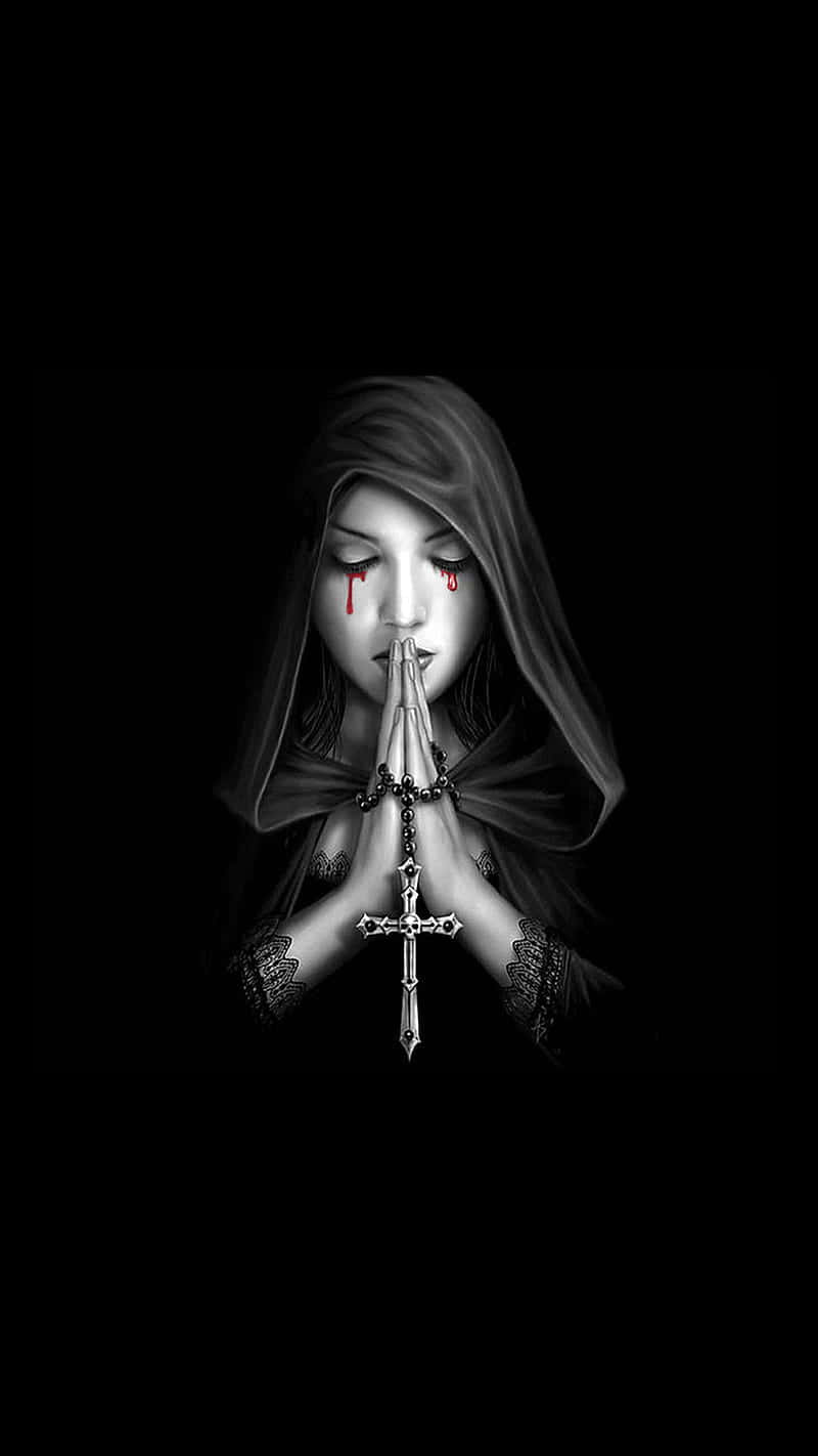 HD Gothic, hooded woman, blood tears, HD Phone Wallpaper