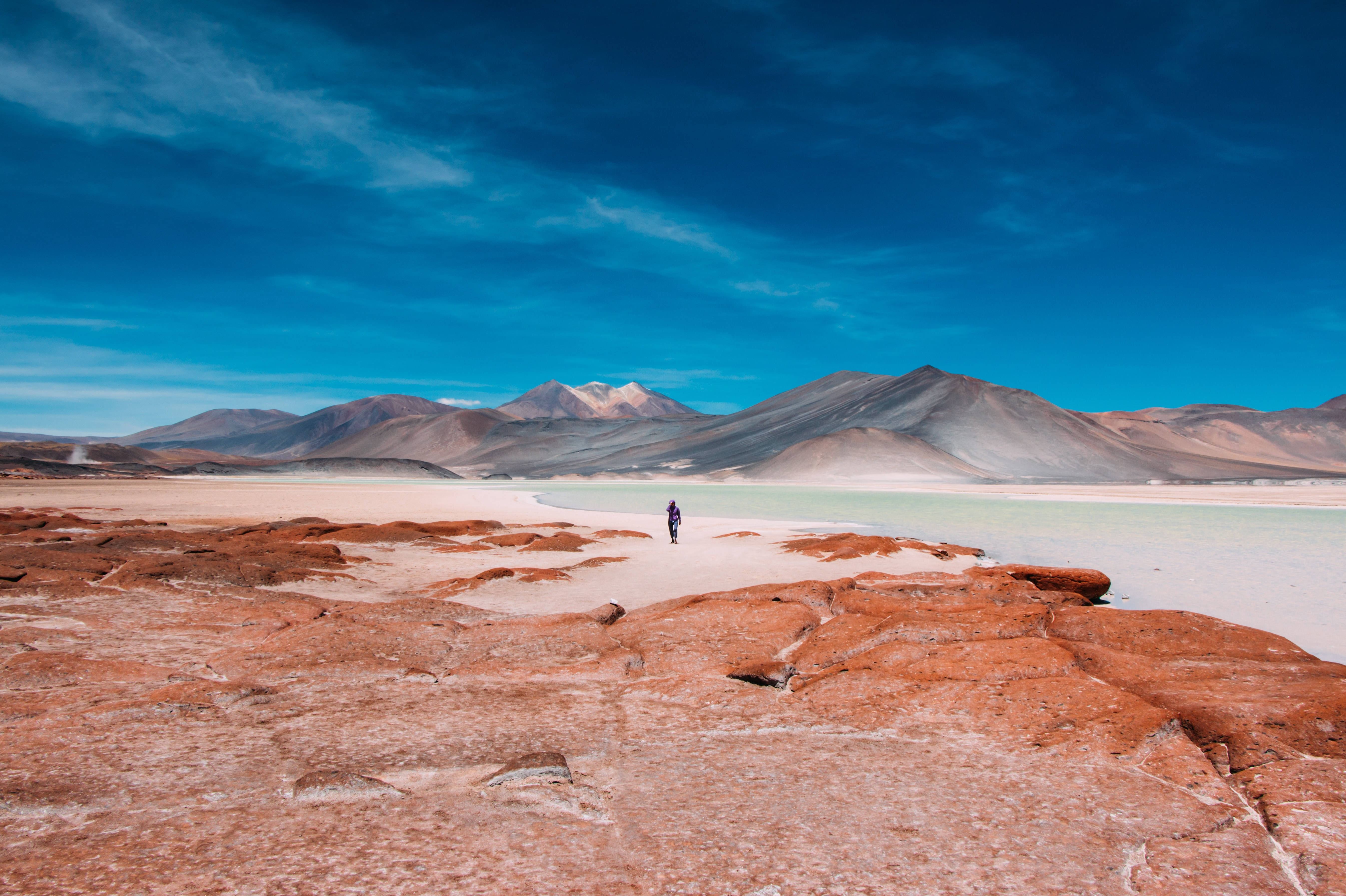 desert, salt flat, brilliant blue sky, 5K Desktop Wallpaper