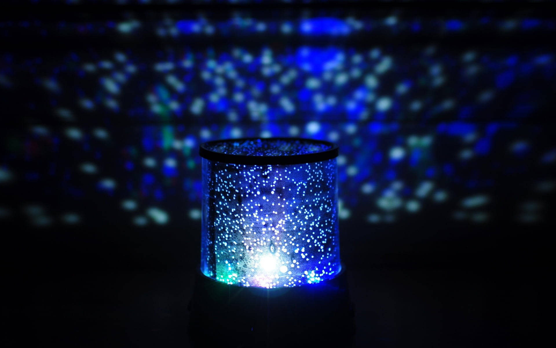 Galaxy HD Light, glowing blue star projector, twinkling lights, Full HD Desktop Wallpaper