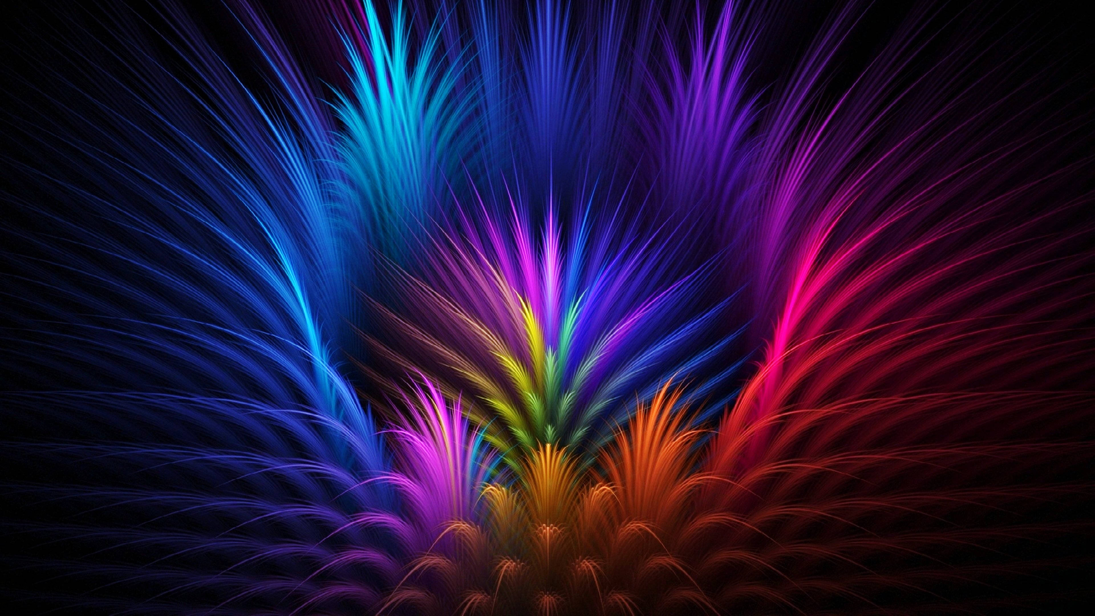 neon fractal tendrils, black void, cosmic explosion of color, 4K Desktop Wallpaper