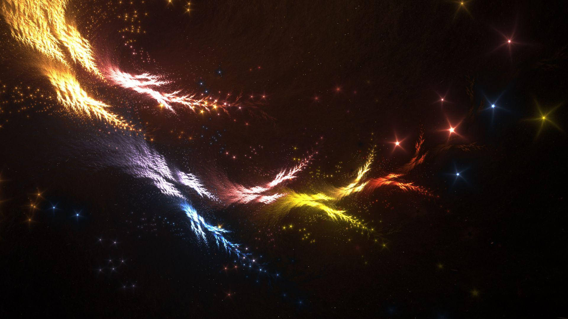 colorful feather, HD Light, cosmic nebulae, Full HD Desktop Wallpaper