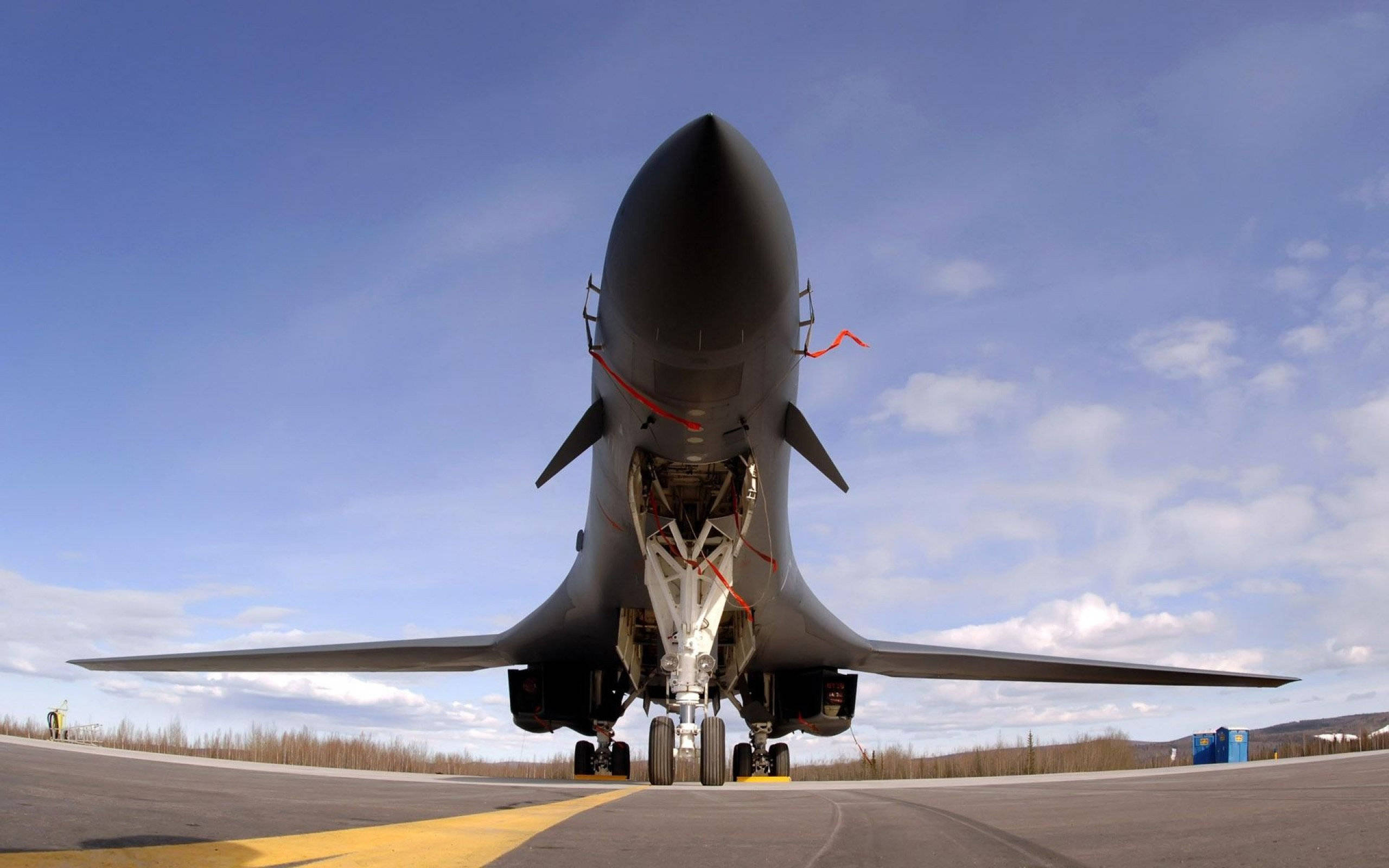 HD Military, black bomber aircraft, runway, 2K Desktop Wallpaper