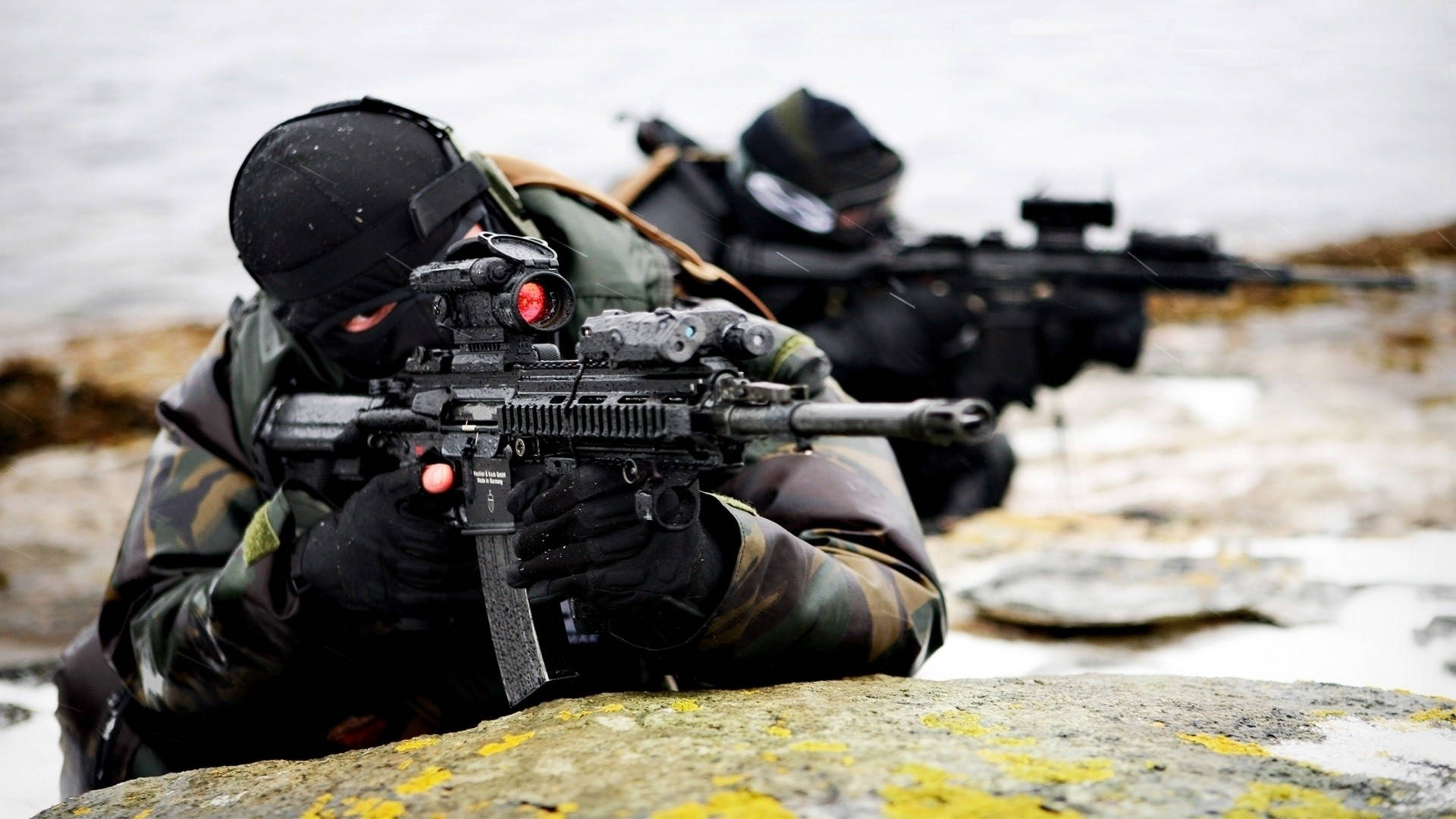 HD Military, camouflage gear, rifle, Full HD Desktop Wallpaper