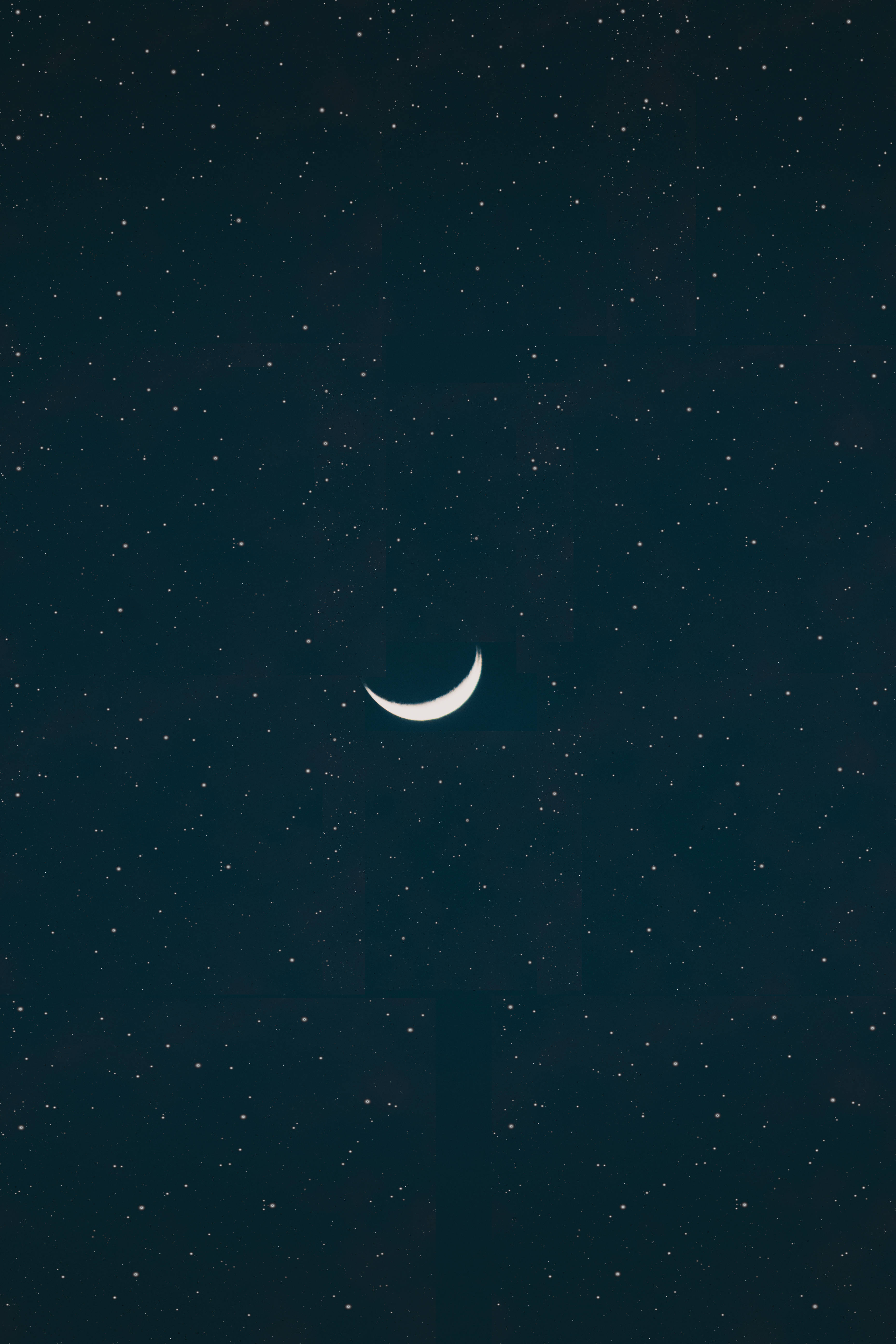 crescent shaped hd moon, deep navy sky, countless distant stars, 5K Phone Wallpaper