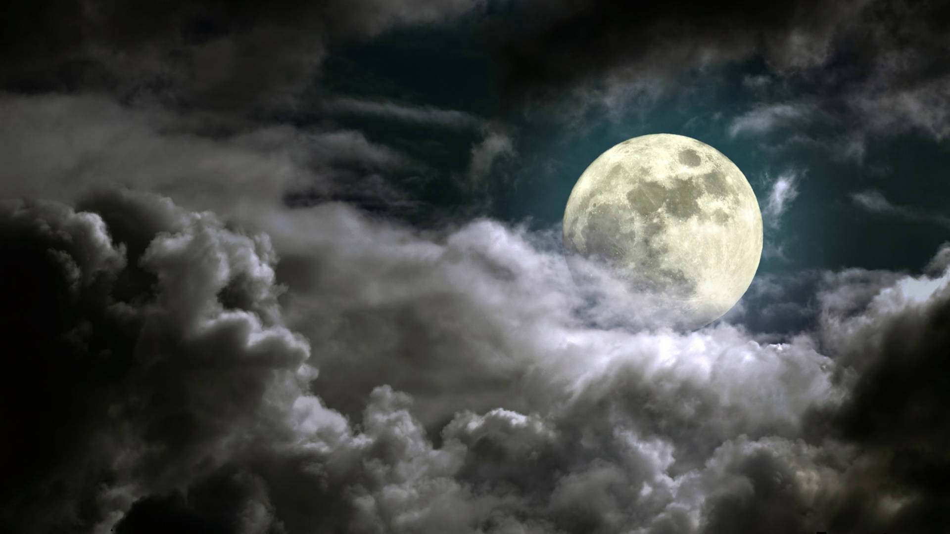 HD Moon, full moon, dark clouds, Full HD Desktop Wallpaper