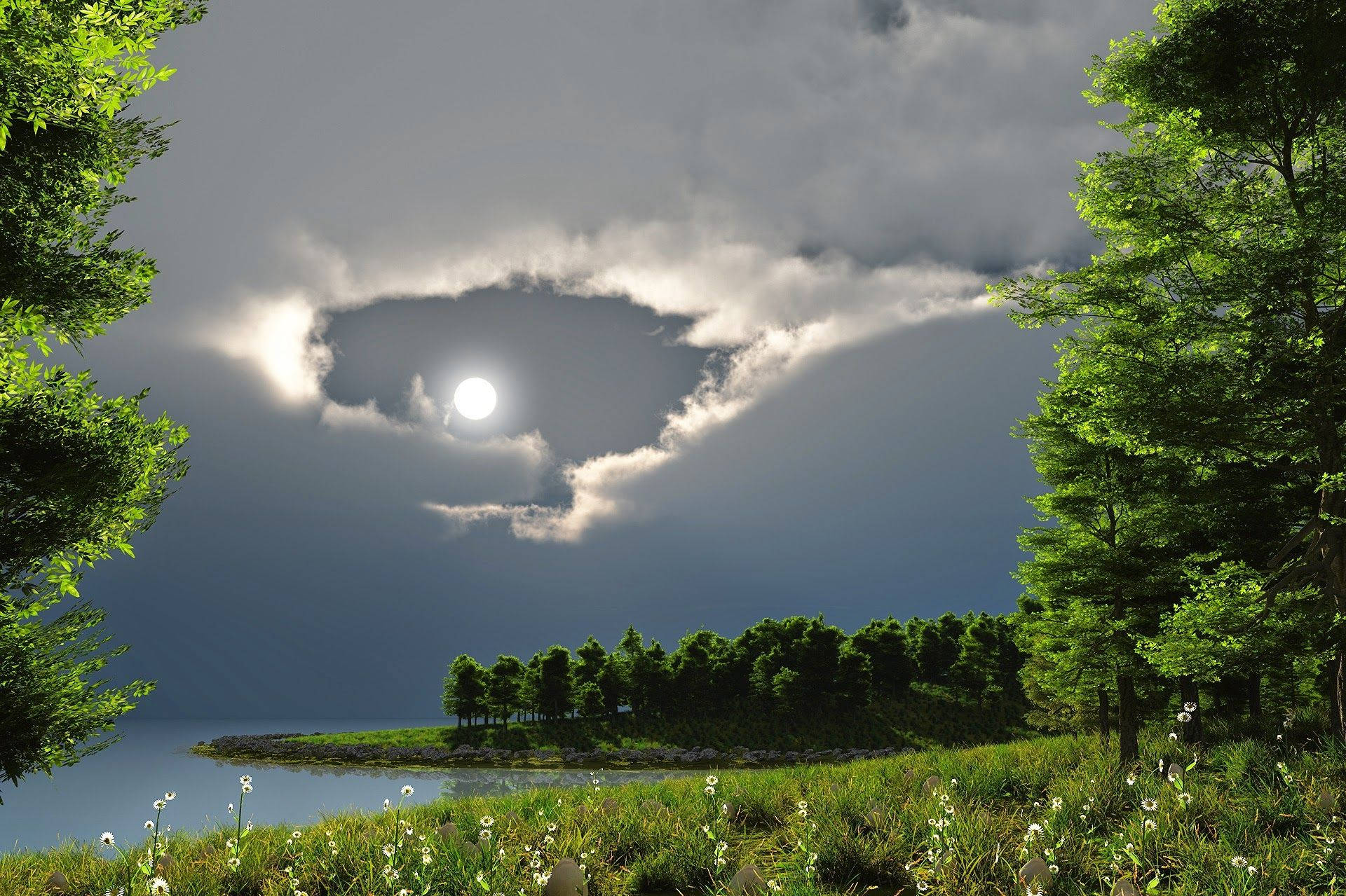 HD Moon, clouds, moonlight, Full HD Desktop Wallpaper