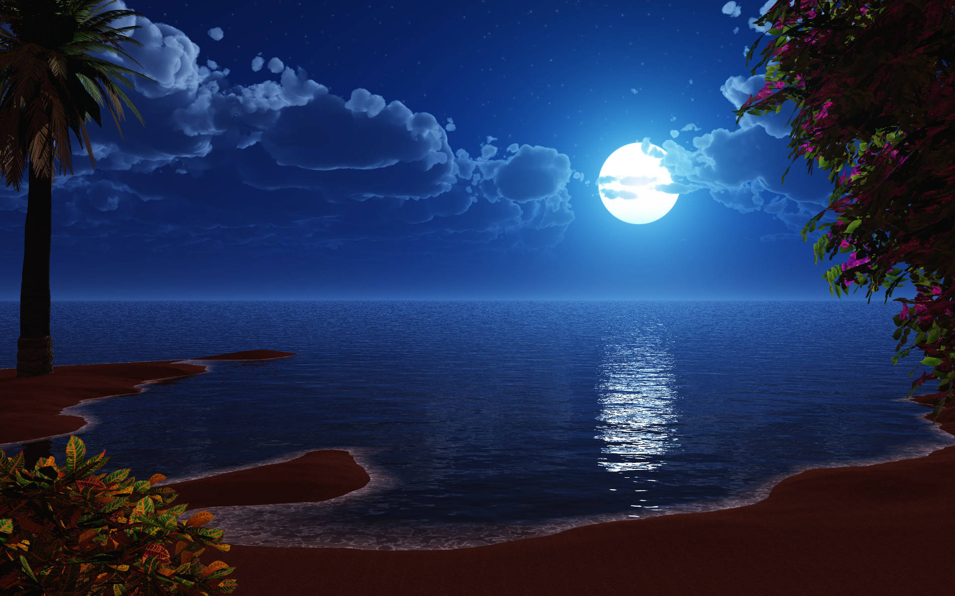 HD Moon, shore, full moon, Full HD Desktop Wallpaper