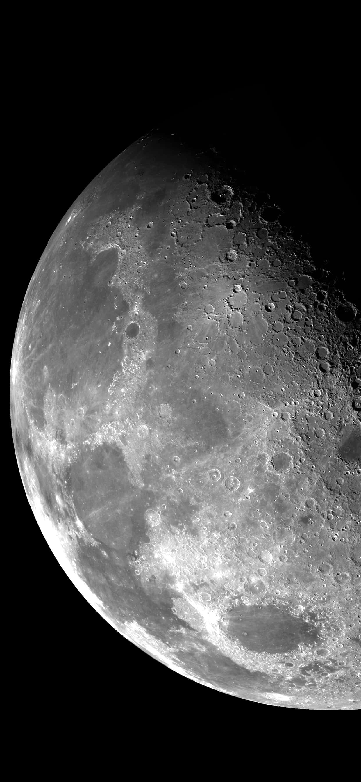 the moon, black and white photo, cratered surface, 2K Phone Wallpaper