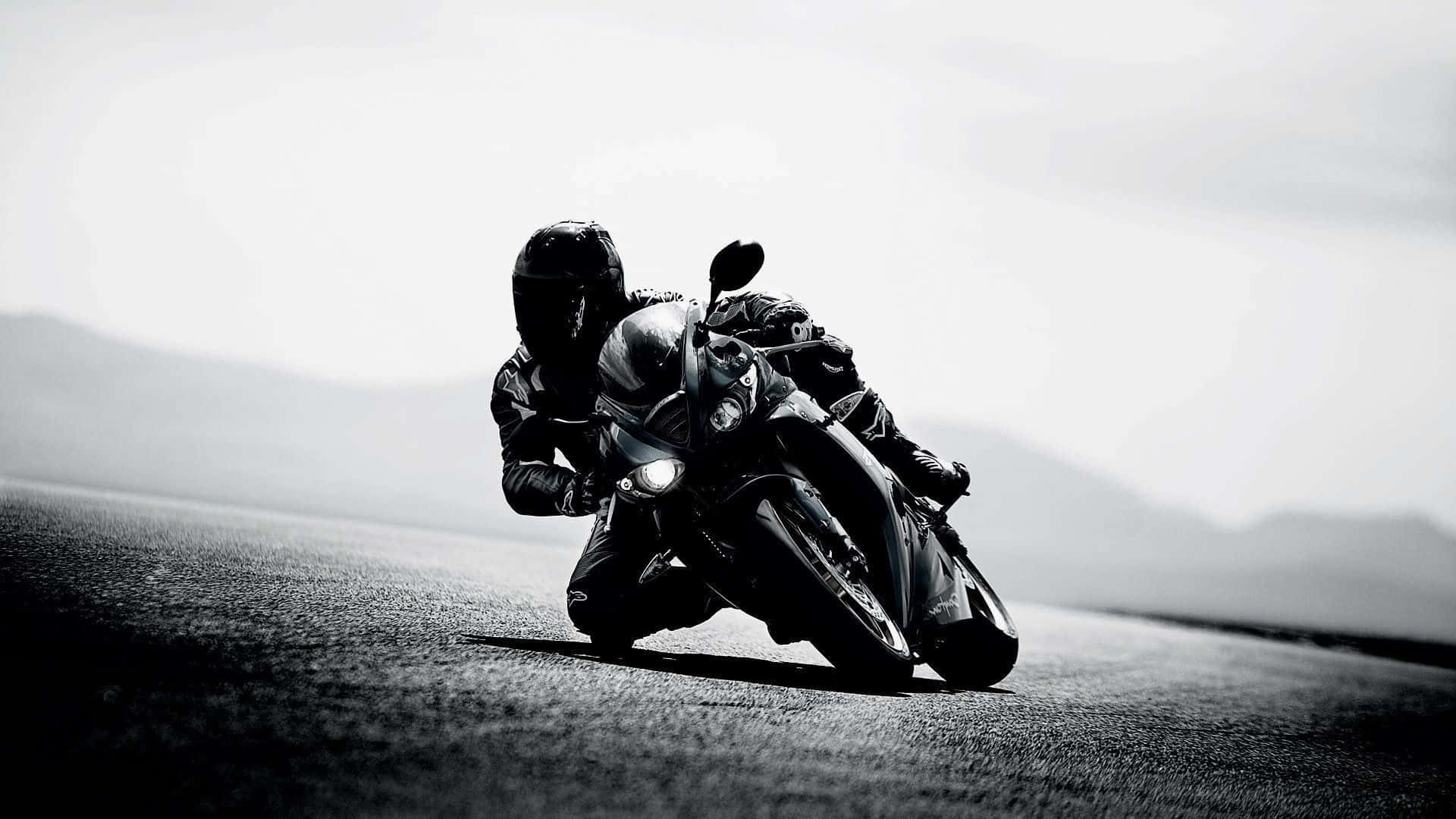 HD Motorcycle, motorcyclist, desolate road, Full HD Desktop Wallpaper