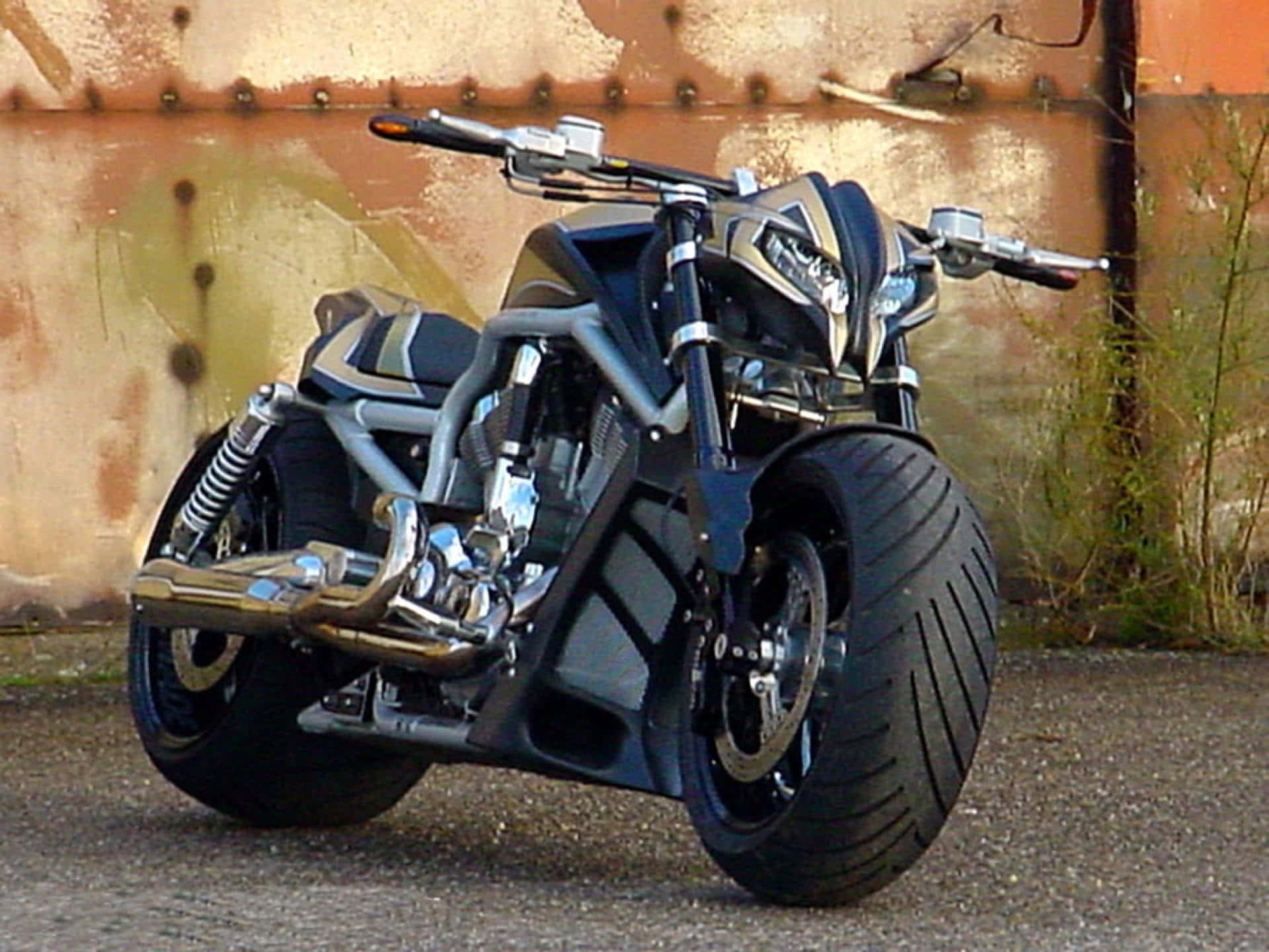 HD Motorcycle, all black, black and chrome chopper, Full HD Desktop Wallpaper
