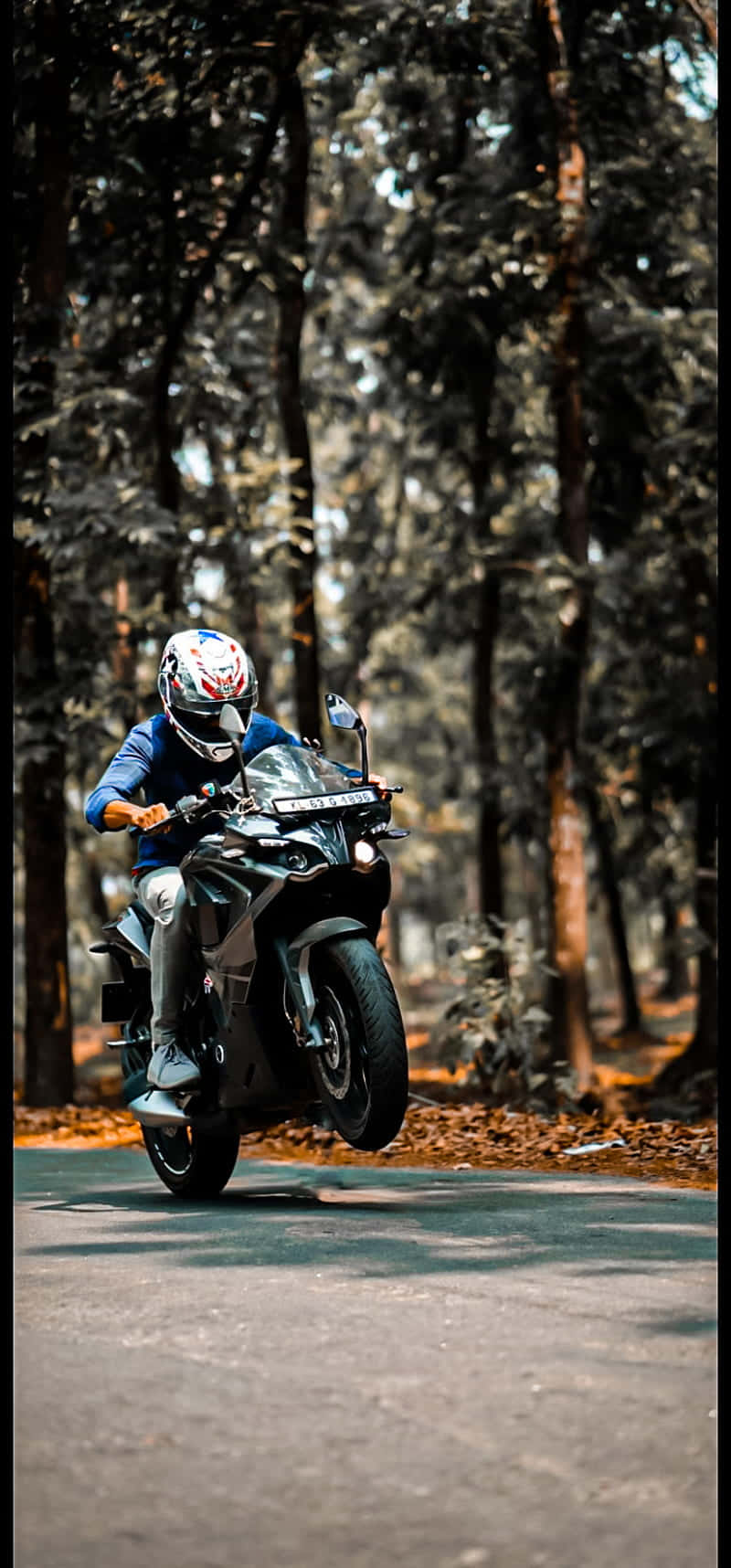 HD motorcycle, sport bike, forest road, HD Phone Wallpaper