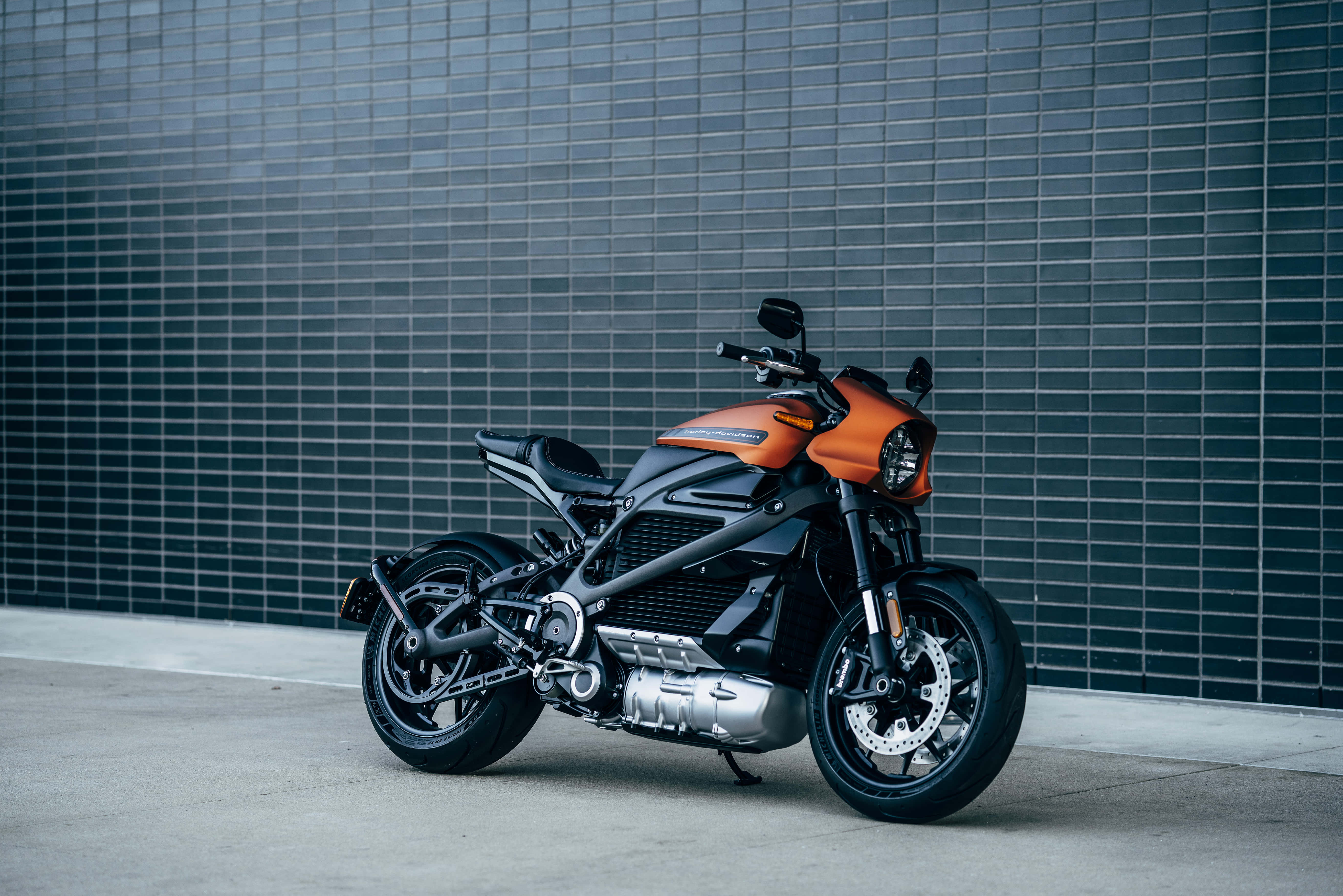HD Motorcycle, orange and black, electric motorcycle, 5K Desktop Wallpaper