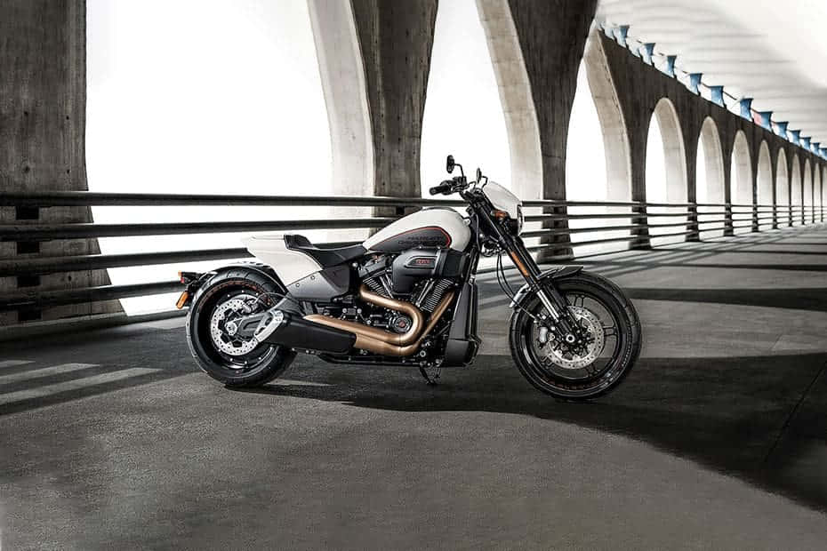 HD Motorcycle, white and black, copper exhaust, SD Desktop Wallpaper