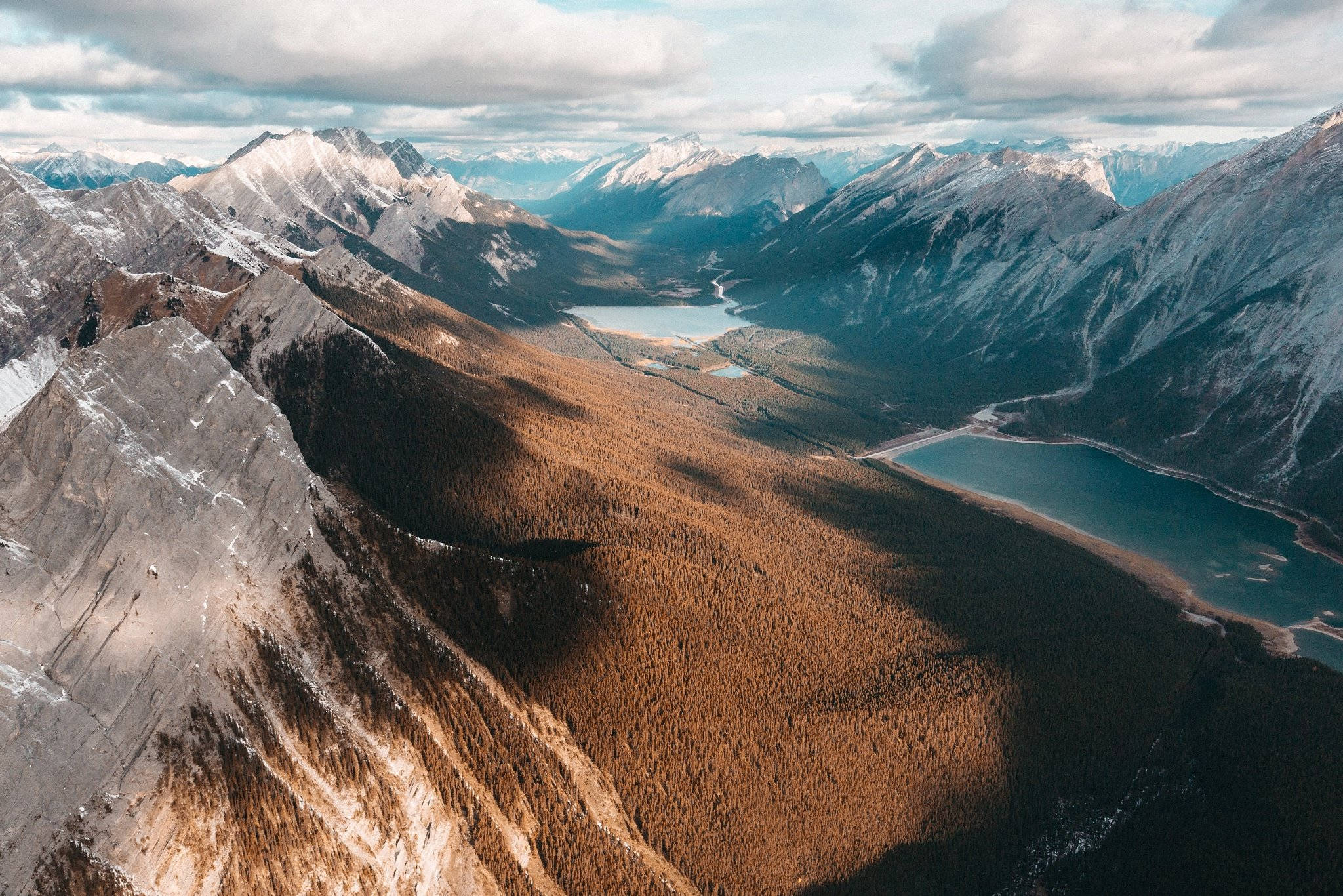 snow-capped mountains, deep valleys, turquoise lakes, Full HD Desktop Wallpaper