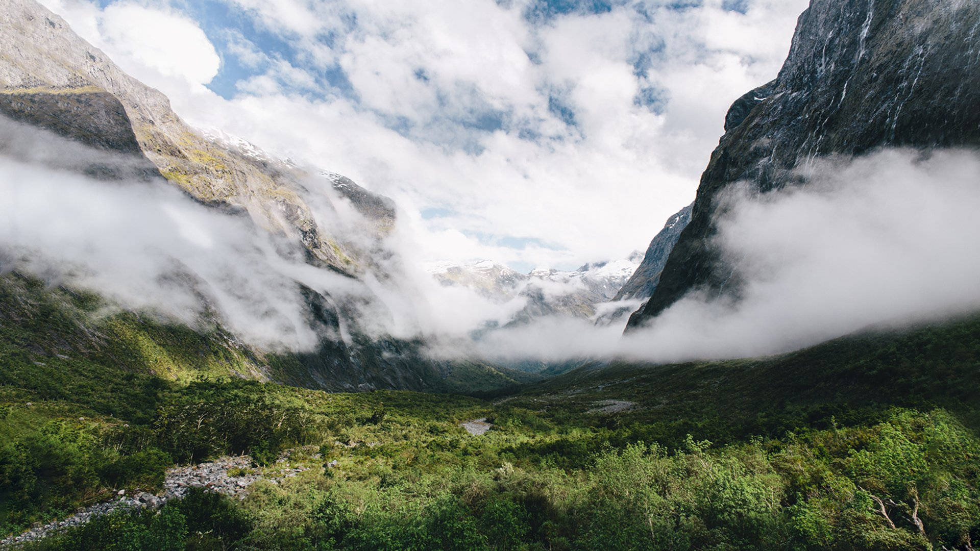 mountain, valley, green mountains, Full HD Desktop Wallpaper
