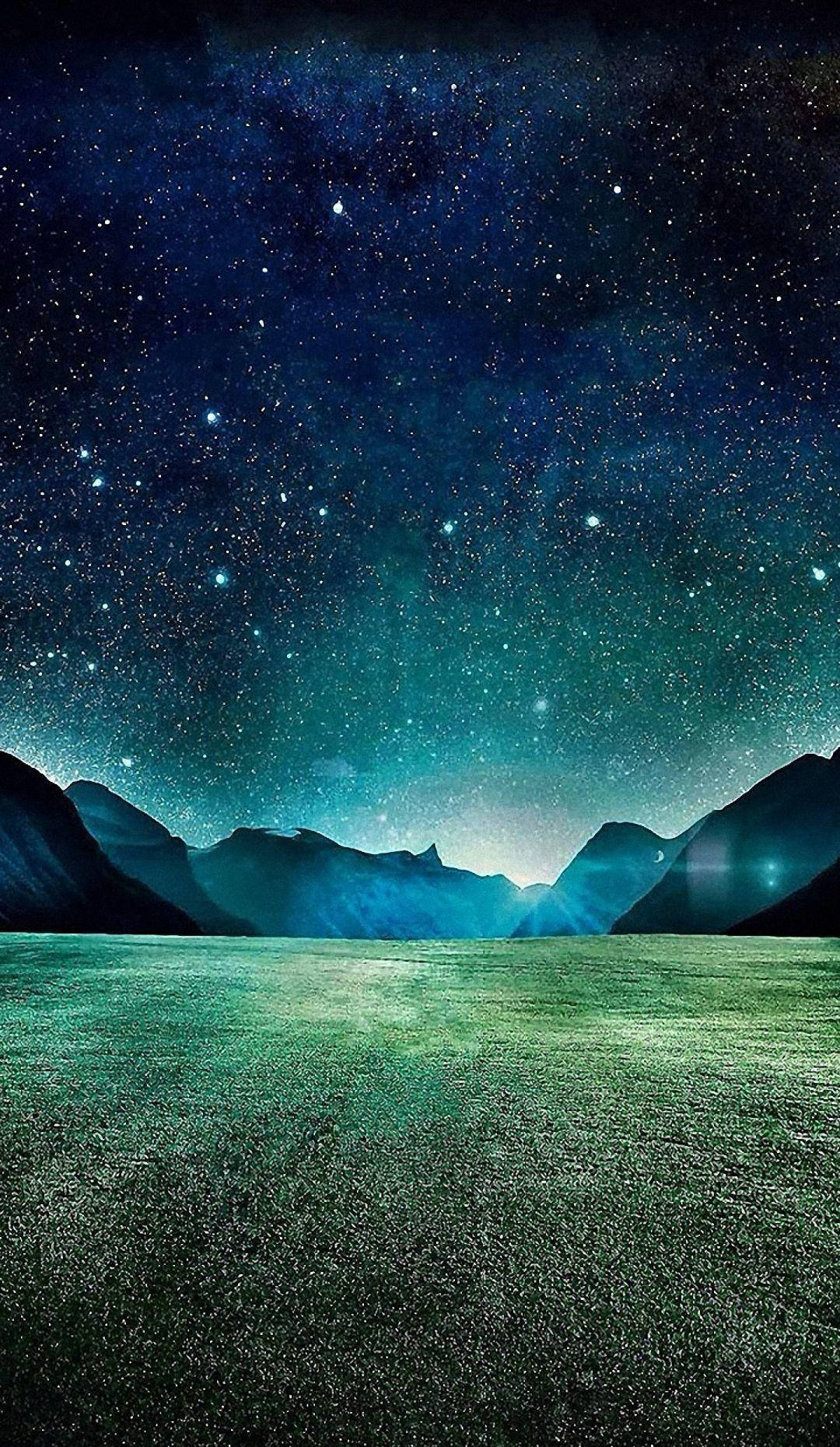 HD Nature Phone, starry night sky, tranquil valley, HD Phone Wallpaper