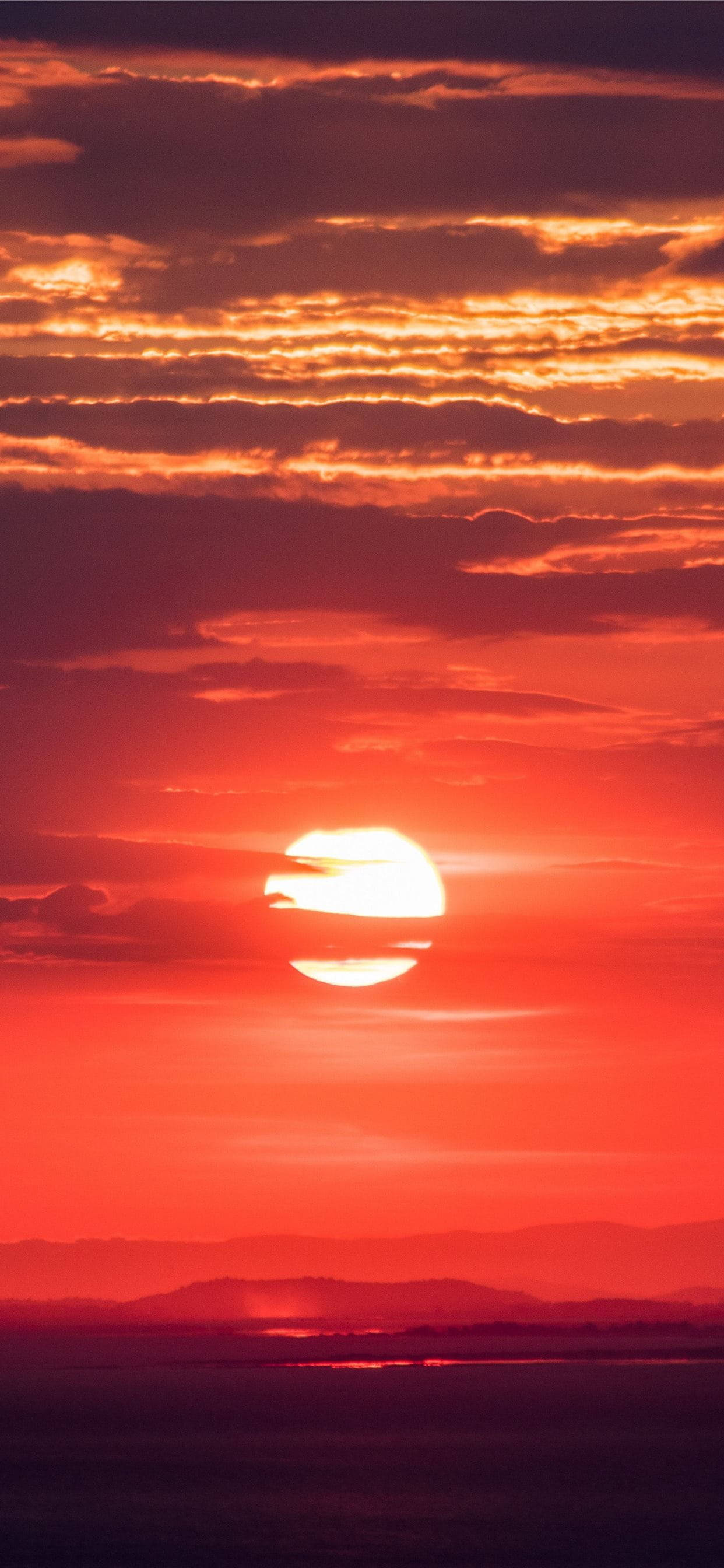 Nature Phone, setting sun, fiery sunset, 2K Phone Wallpaper