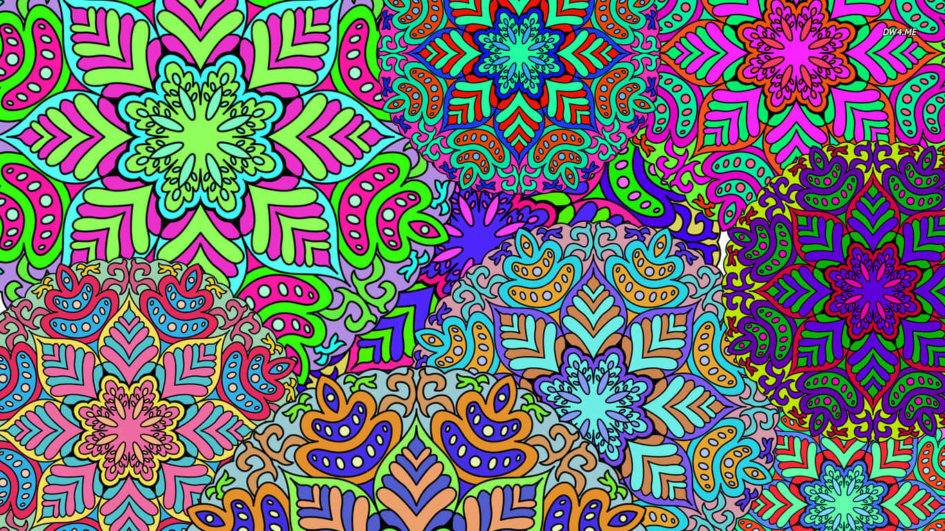floral mandalas, psychedelic pattern, kaleidoscopic, HD Desktop Wallpaper