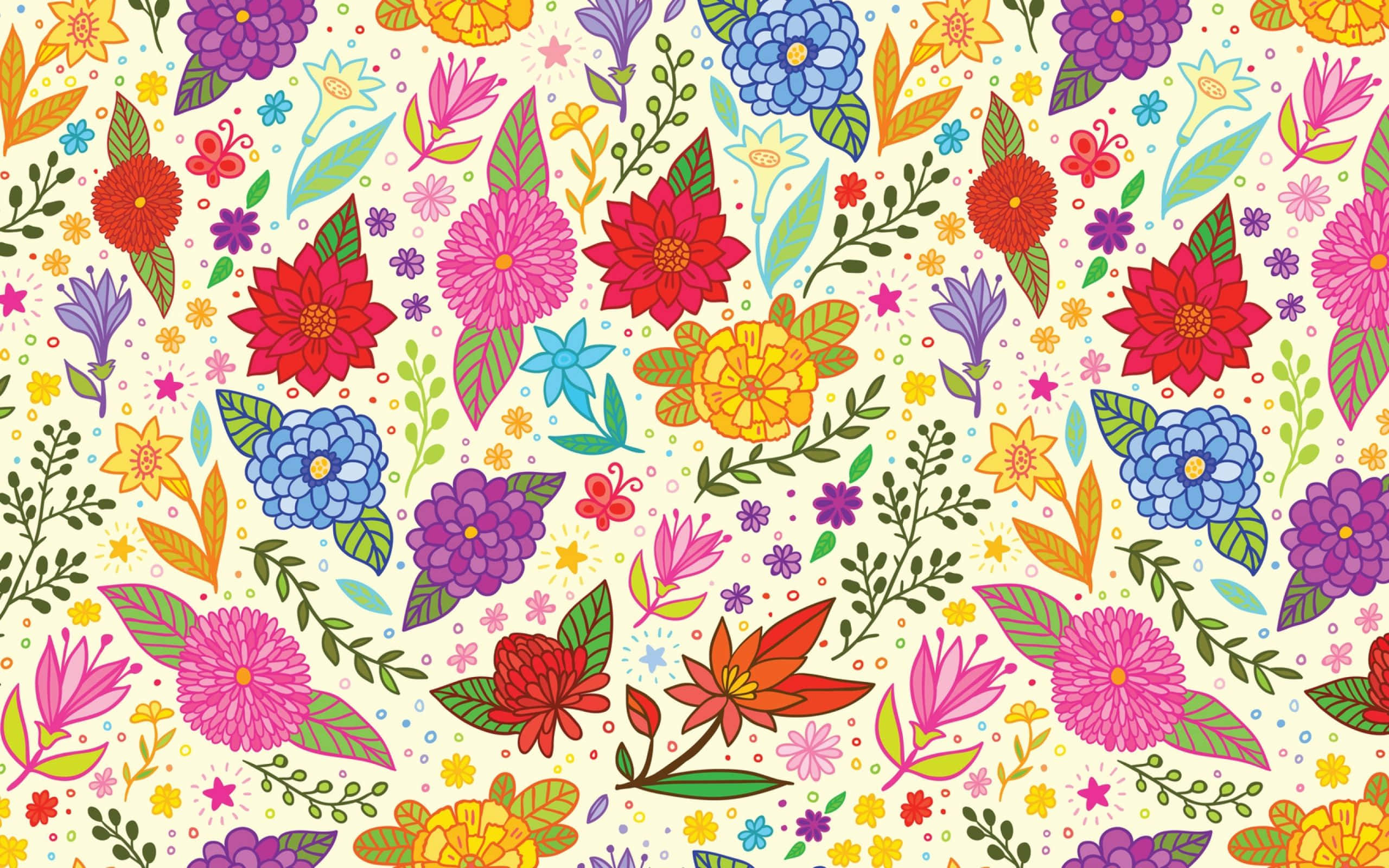 HD Pattern, flowers, stars, 2K Desktop Wallpaper